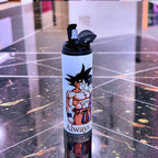 Anime Inspired 20oz Skinny Tumbler/Water Bottle – Goku & Chi-Chi Inspired “Always You” Design + Stainless Steel Metal Straw | MpressPrintz