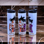 Anime Inspired 20oz Skinny Tumbler/Water Bottle – Goku & Chi-Chi Inspired “Always You” Design + Stainless Steel Metal Straw | MpressPrintz