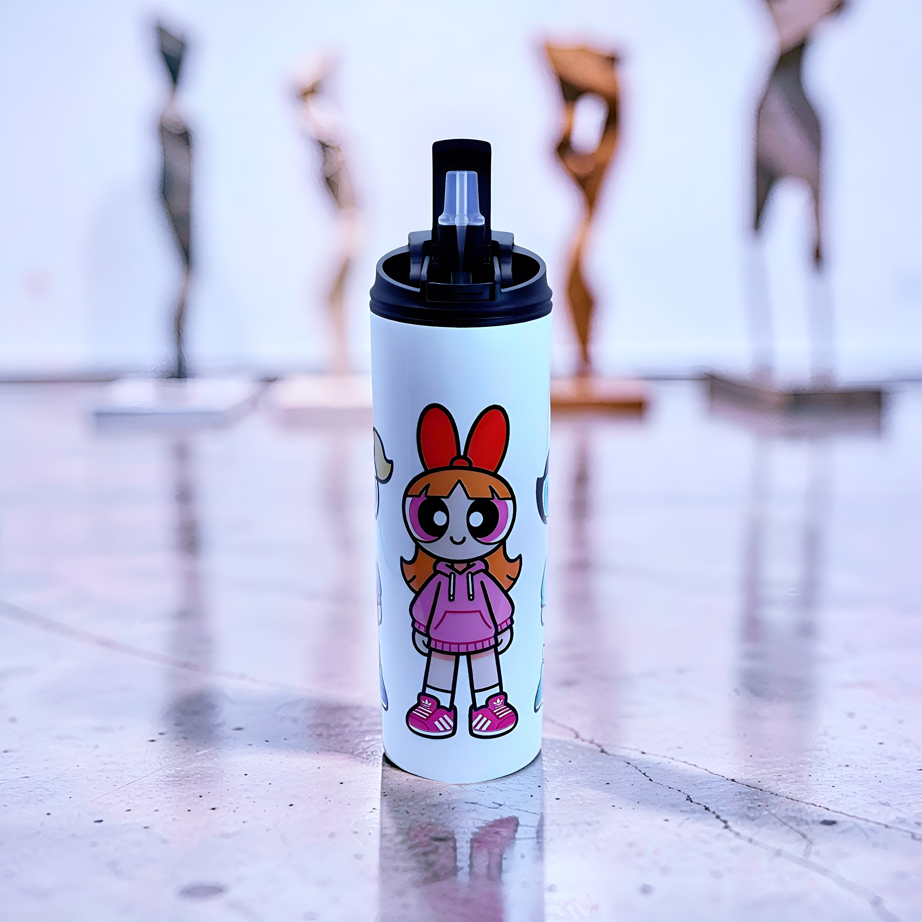 Cartoon Inspired 20oz Skinny Tumbler/Water Bottle – Powerpuff Girls Inspired Streetwear Trio Design | MpressPrintz