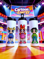 Cartoon Inspired 20oz Skinny Tumbler/Water Bottle – Powerpuff Girls Inspired Streetwear Trio Design | MpressPrintz