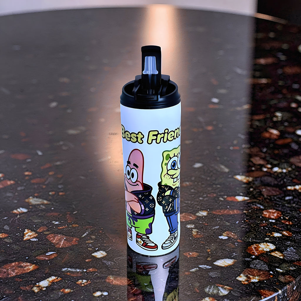 Cartoon Inspired 20oz Skinny Tumbler/Water Bottle – SpongeBob & Patrick Inspired “Best Friends” Design | MpressPrintz