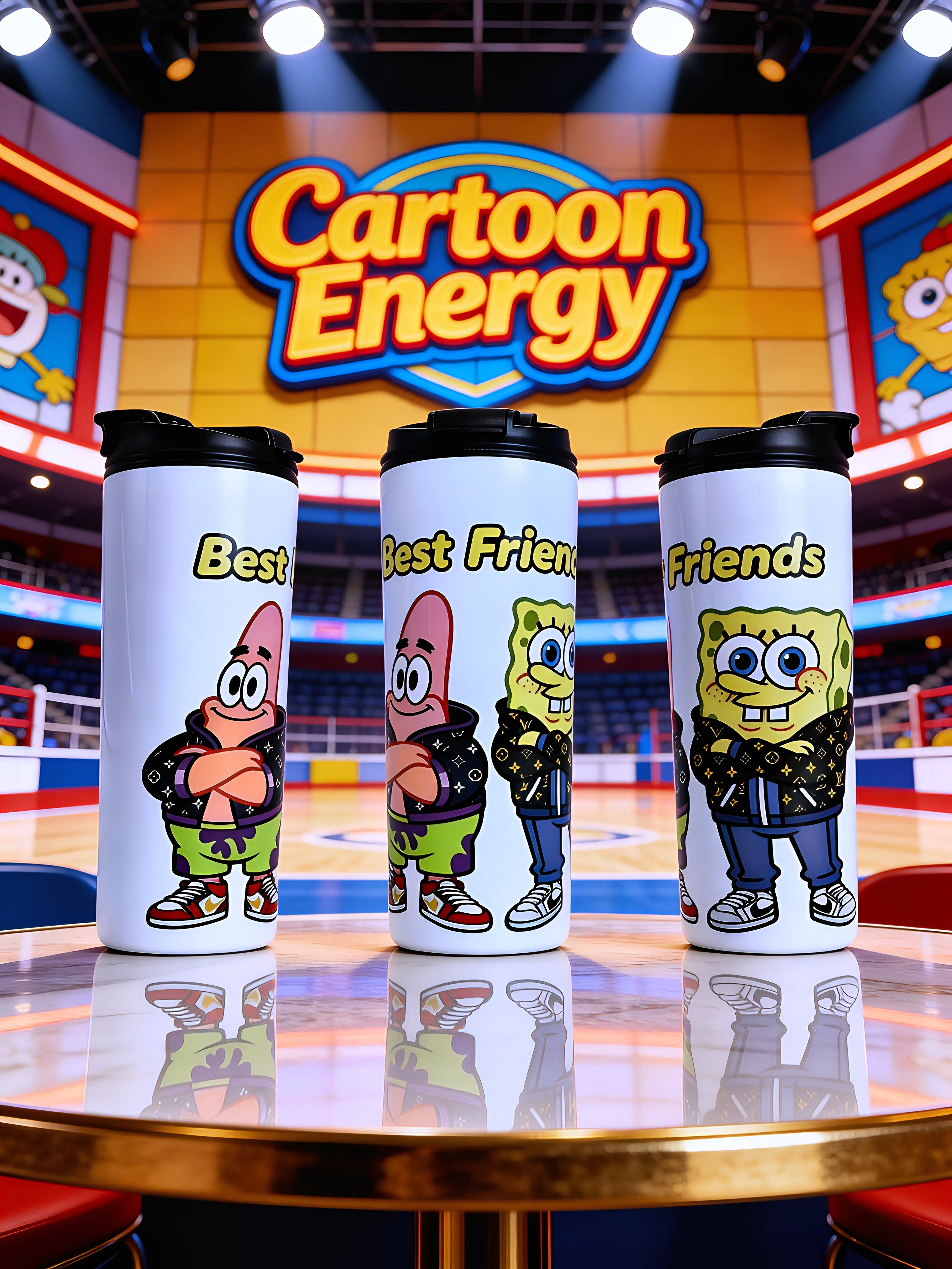 Cartoon Inspired 20oz Skinny Tumbler/Water Bottle – SpongeBob & Patrick Inspired “Best Friends” Design | MpressPrintz