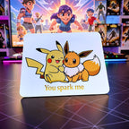 Cartoon Inspired Mousepad – Pikachu & Eevee Inspired “You Spark Me” Cute Design | MpressPrintz