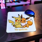 Cartoon Inspired Mousepad – Pikachu & Eevee Inspired “You Spark Me” Cute Design | MpressPrintz