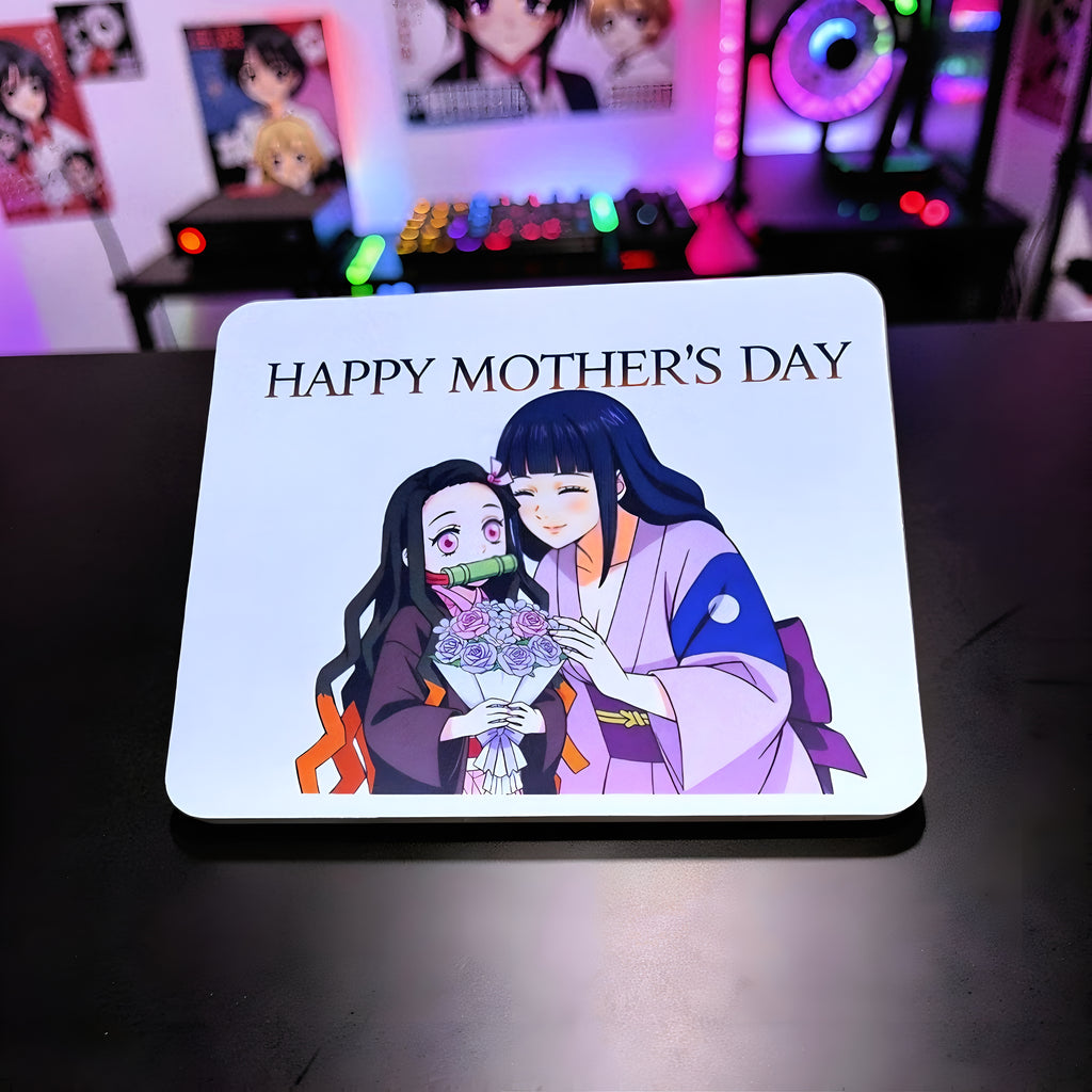 Anime Inspired Mousepad – Nezuko & Mother Inspired “Happy Mother’s Day” Lavender Bouquet Design | MpressPrintz