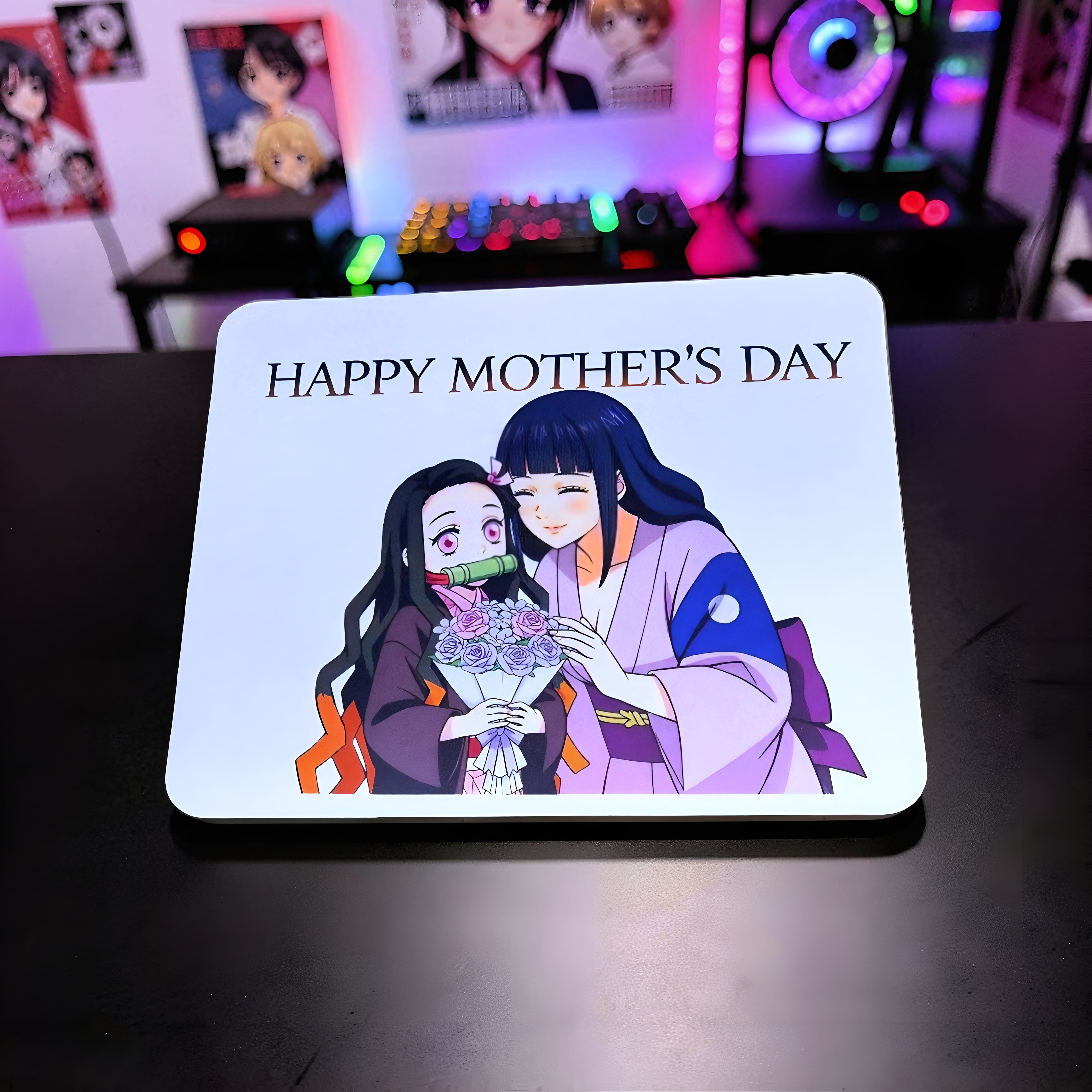 Anime Inspired Mousepad – Nezuko & Mother Inspired “Happy Mother’s Day” Lavender Bouquet Design | MpressPrintz