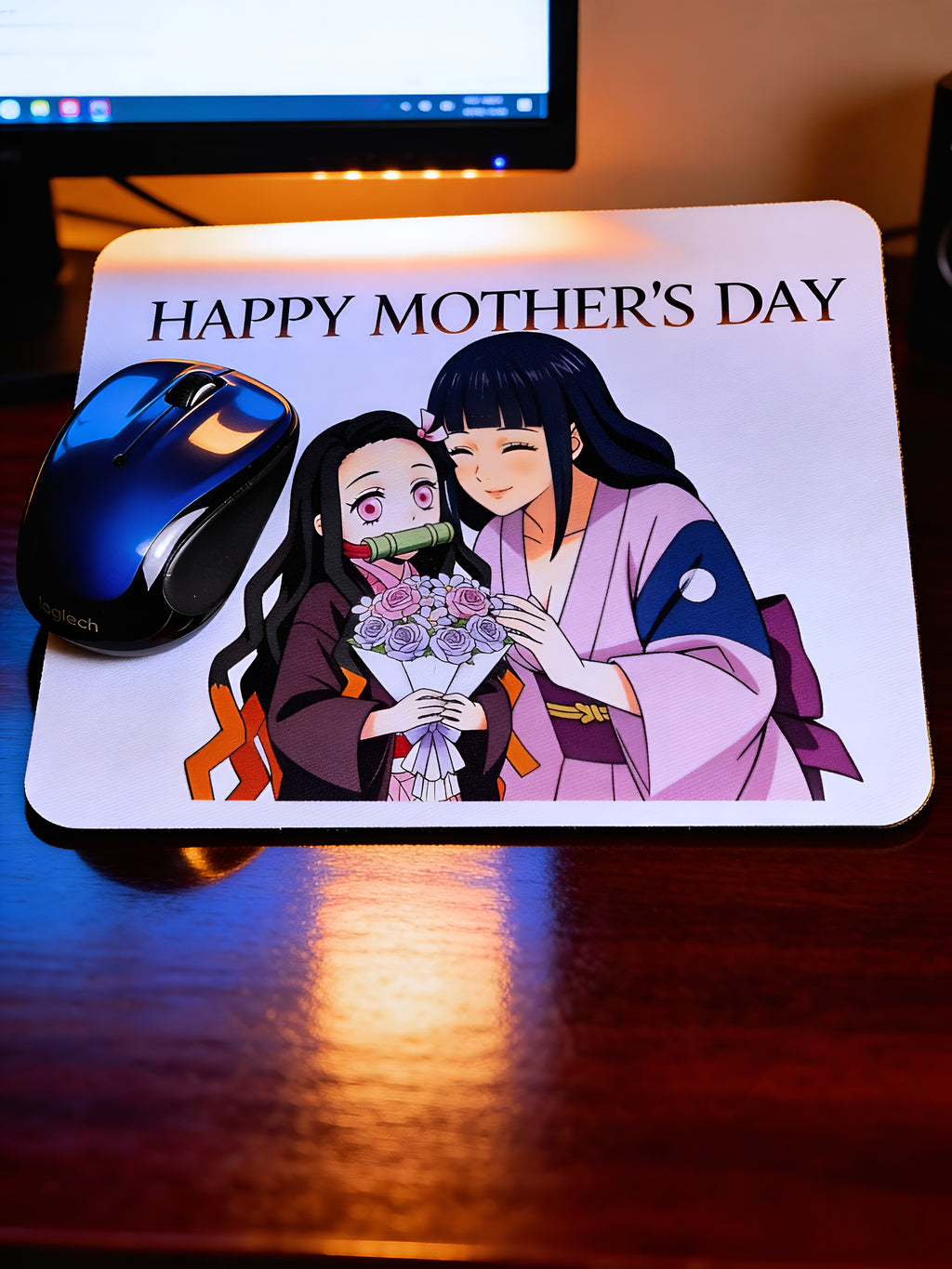 Anime Inspired Mousepad – Nezuko & Mother Inspired “Happy Mother’s Day” Lavender Bouquet Design | MpressPrintz