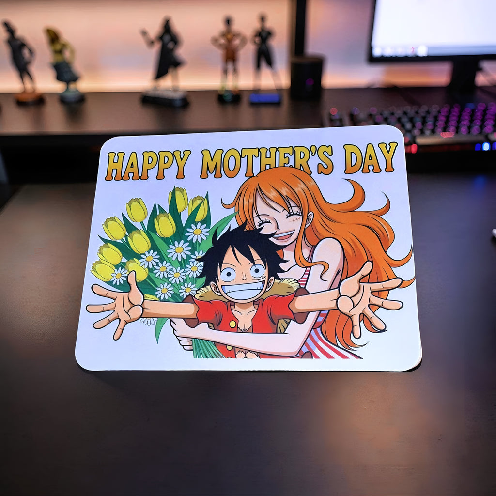 Anime Inspired Mousepad – Luffy & Nami Inspired “Happy Mother’s Day” Floral Joy Design | MpressPrintz