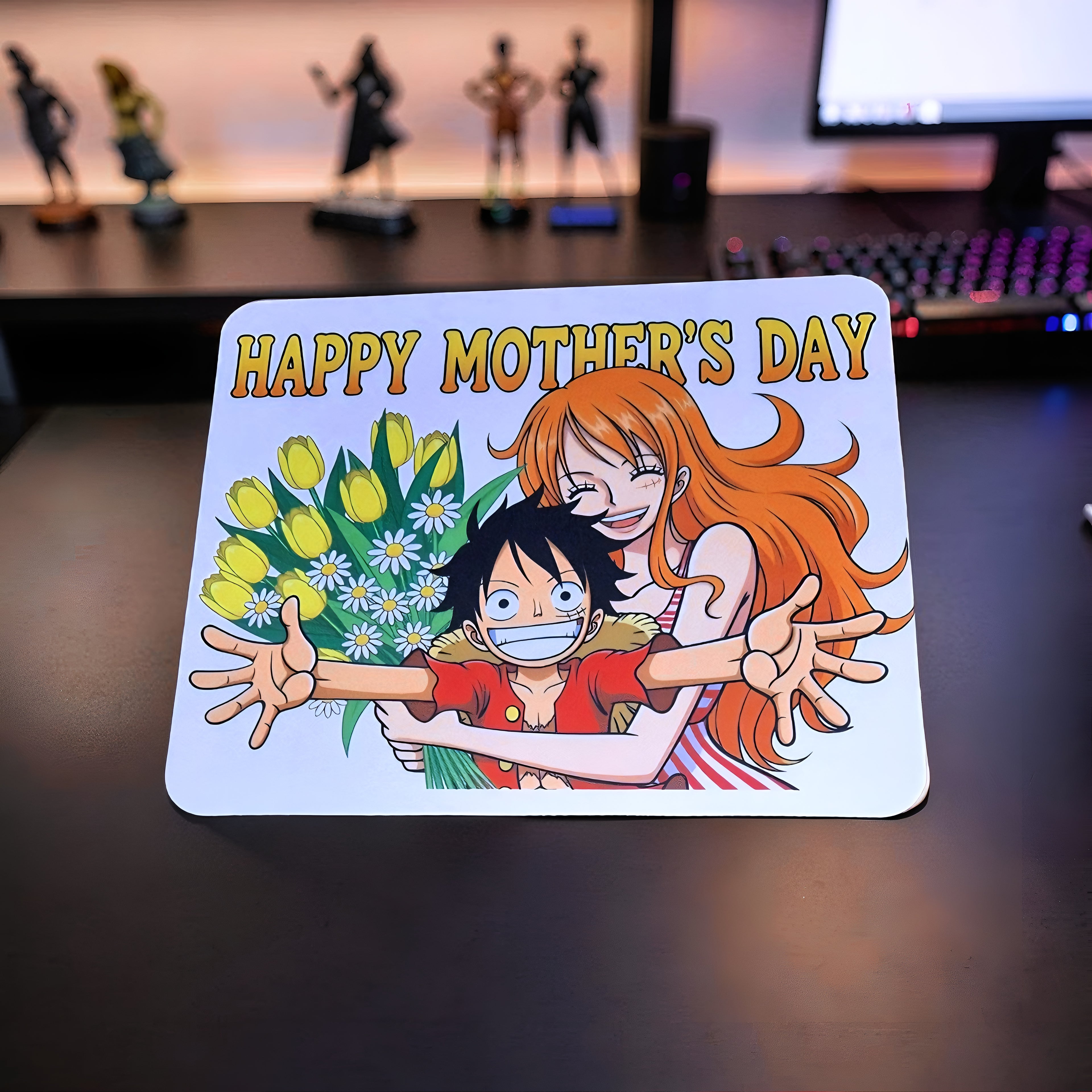 Anime Inspired Mousepad – Luffy & Nami Inspired “Happy Mother’s Day” Floral Joy Design | MpressPrintz