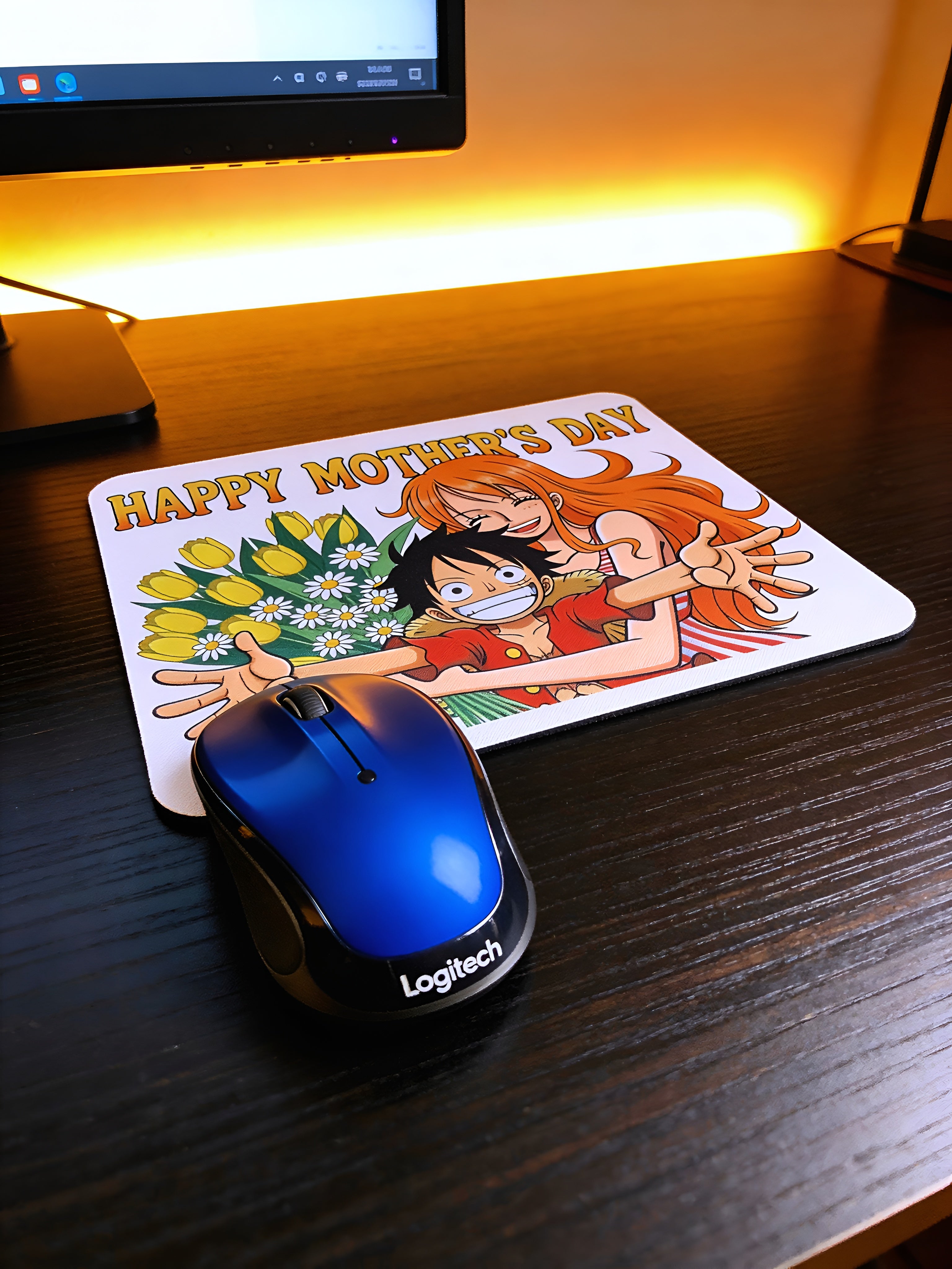 Anime Inspired Mousepad – Luffy & Nami Inspired “Happy Mother’s Day” Floral Joy Design | MpressPrintz