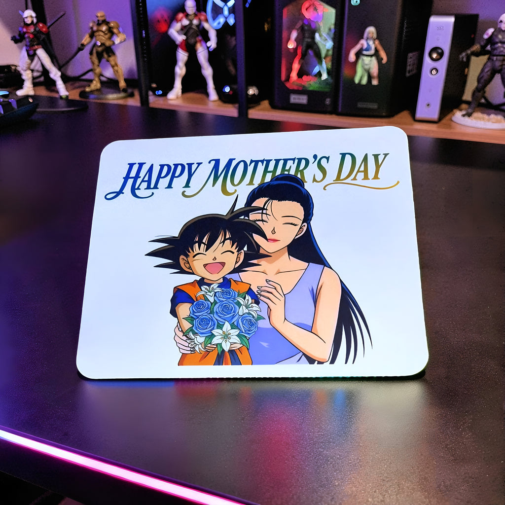 Anime Inspired Mousepad – Gohan & Chi-Chi Inspired “Happy Mother’s Day” Blue Rose Design | MpressPrintz
