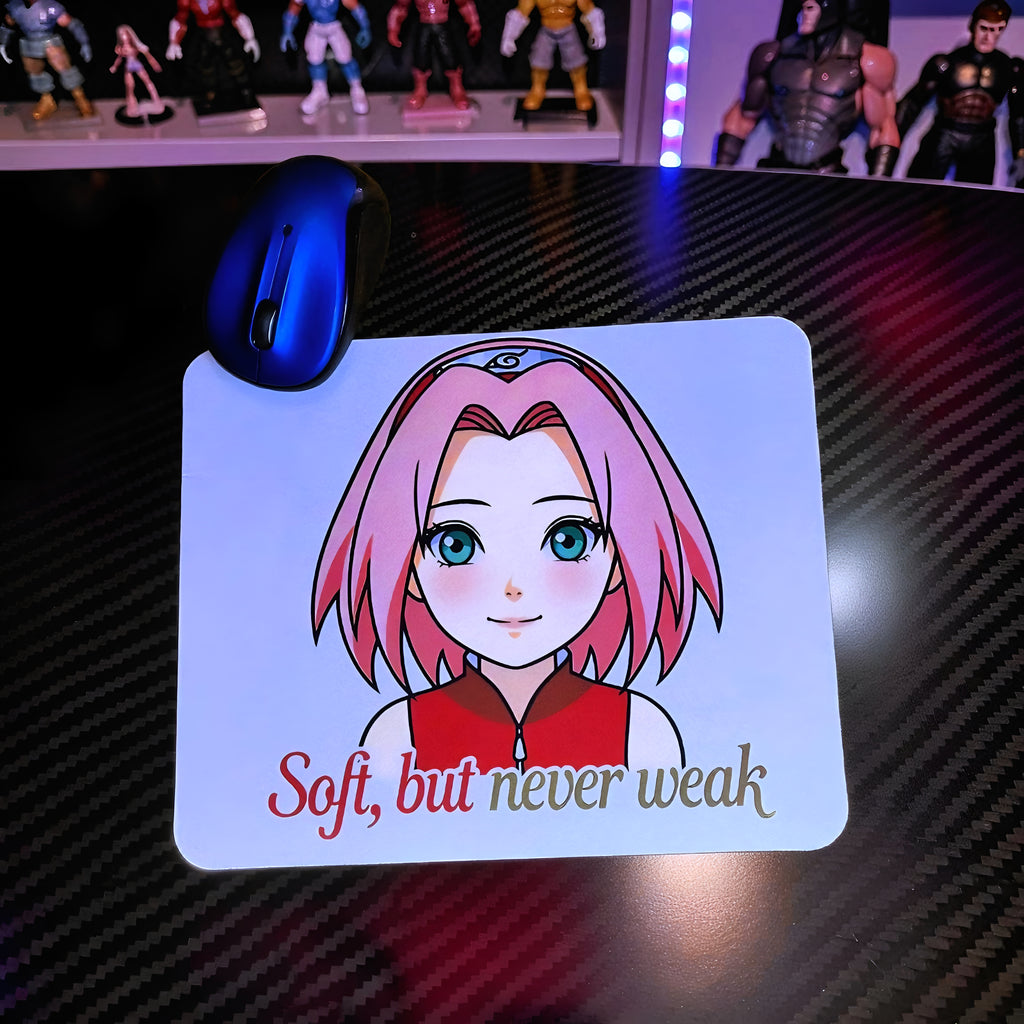 Anime Inspired Mousepad – Sakura Haruno Inspired “Soft, But Never Weak” Empowerment Design | MpressPrintz