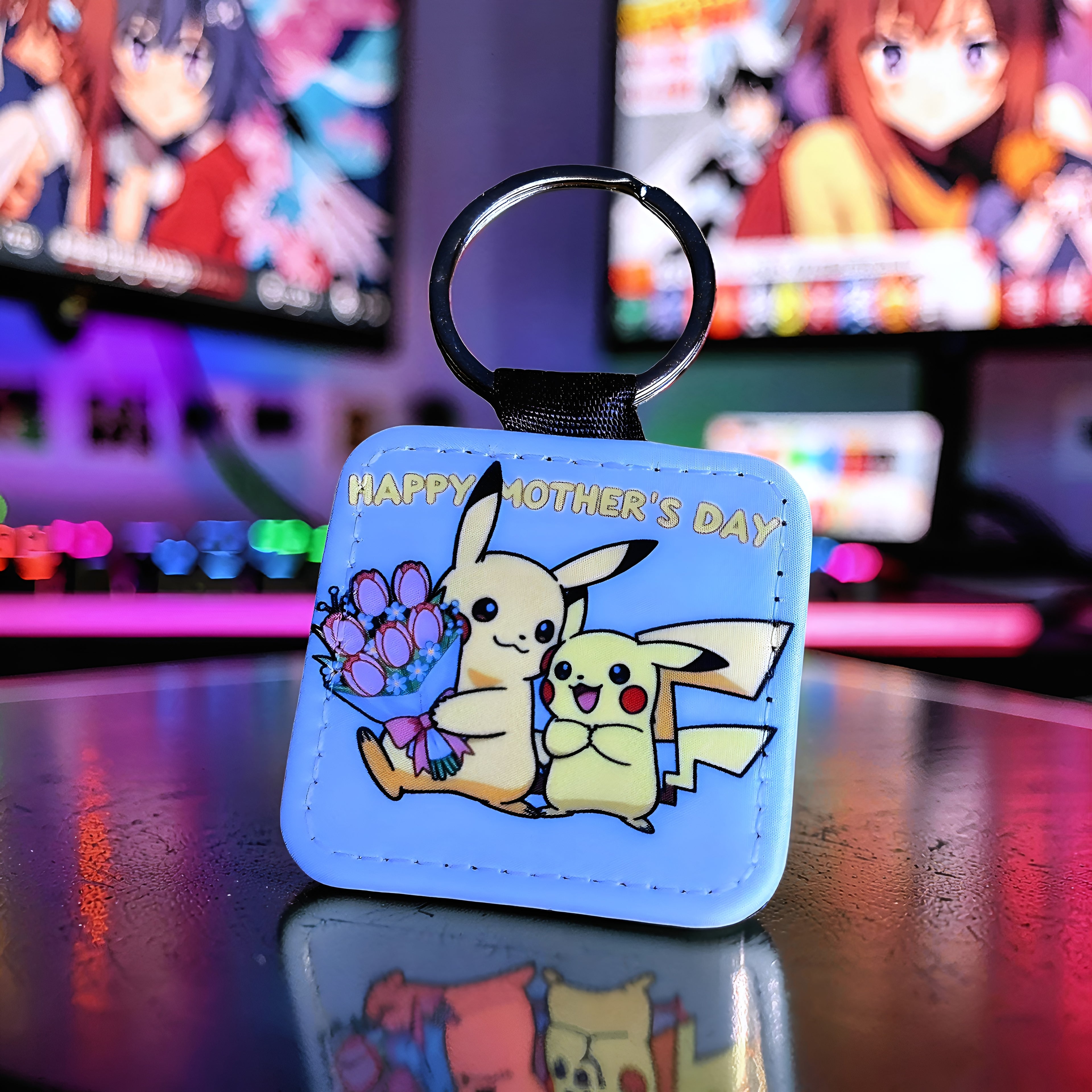Cartoon Inspired Keychain – Pikachu Inspired “Happy Mother’s Day” Cute Electric Love Design | MpressPrintz