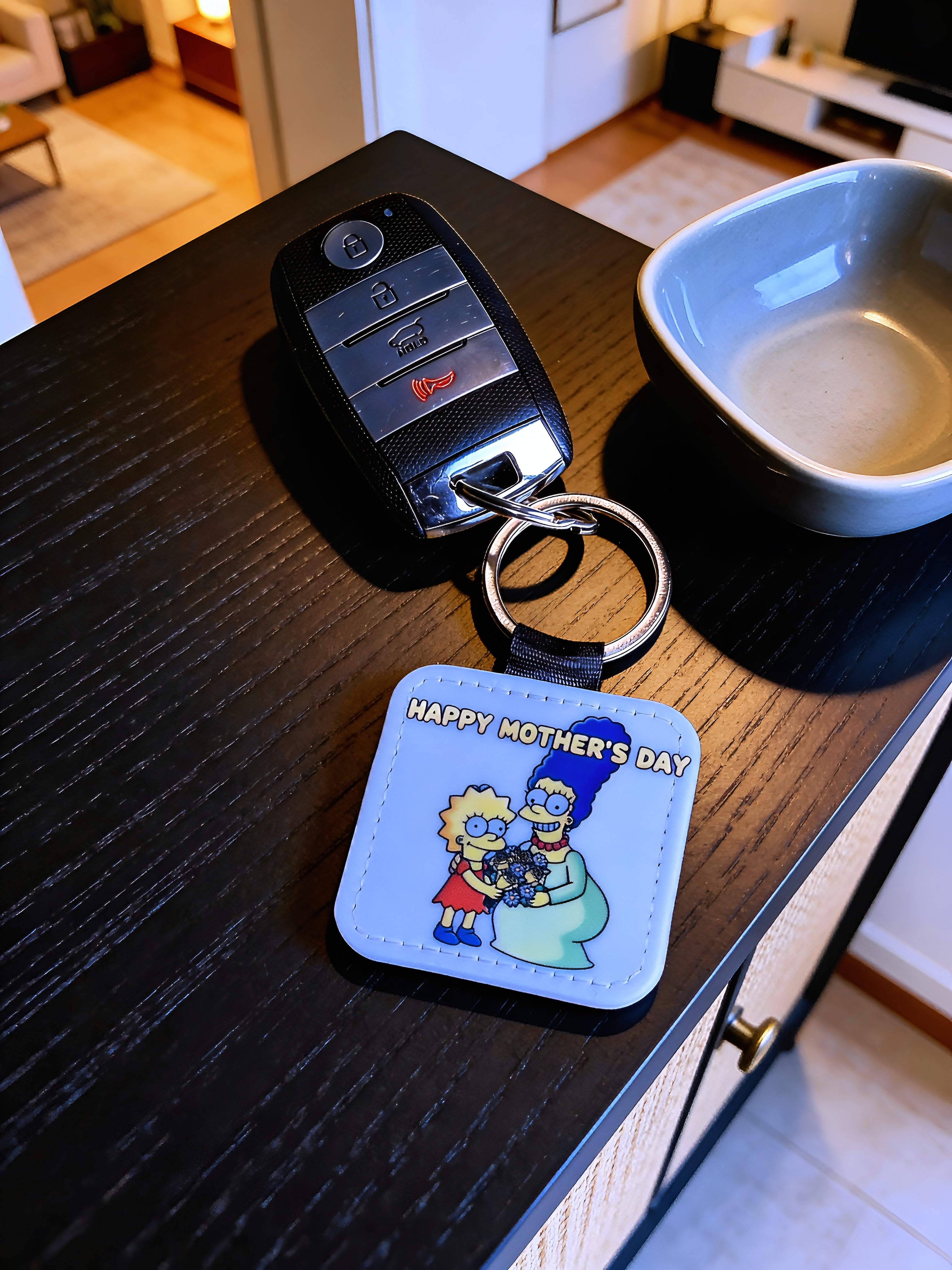 Cartoon Inspired Keychain – Marge & Lisa Inspired “Happy Mother’s Day” Floral Love Design | MpressPrintz