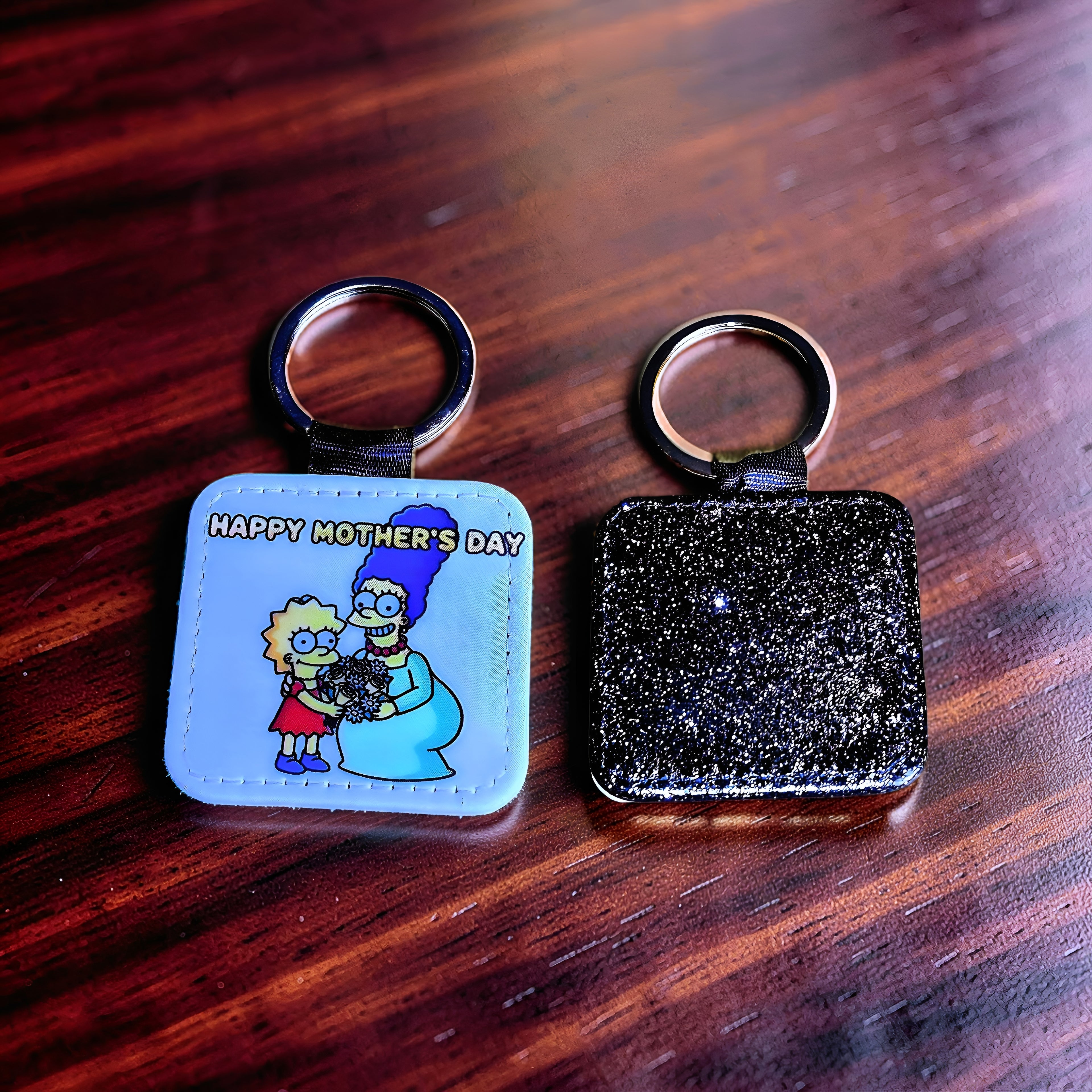 Cartoon Inspired Keychain – Marge & Lisa Inspired “Happy Mother’s Day” Floral Love Design | MpressPrintz
