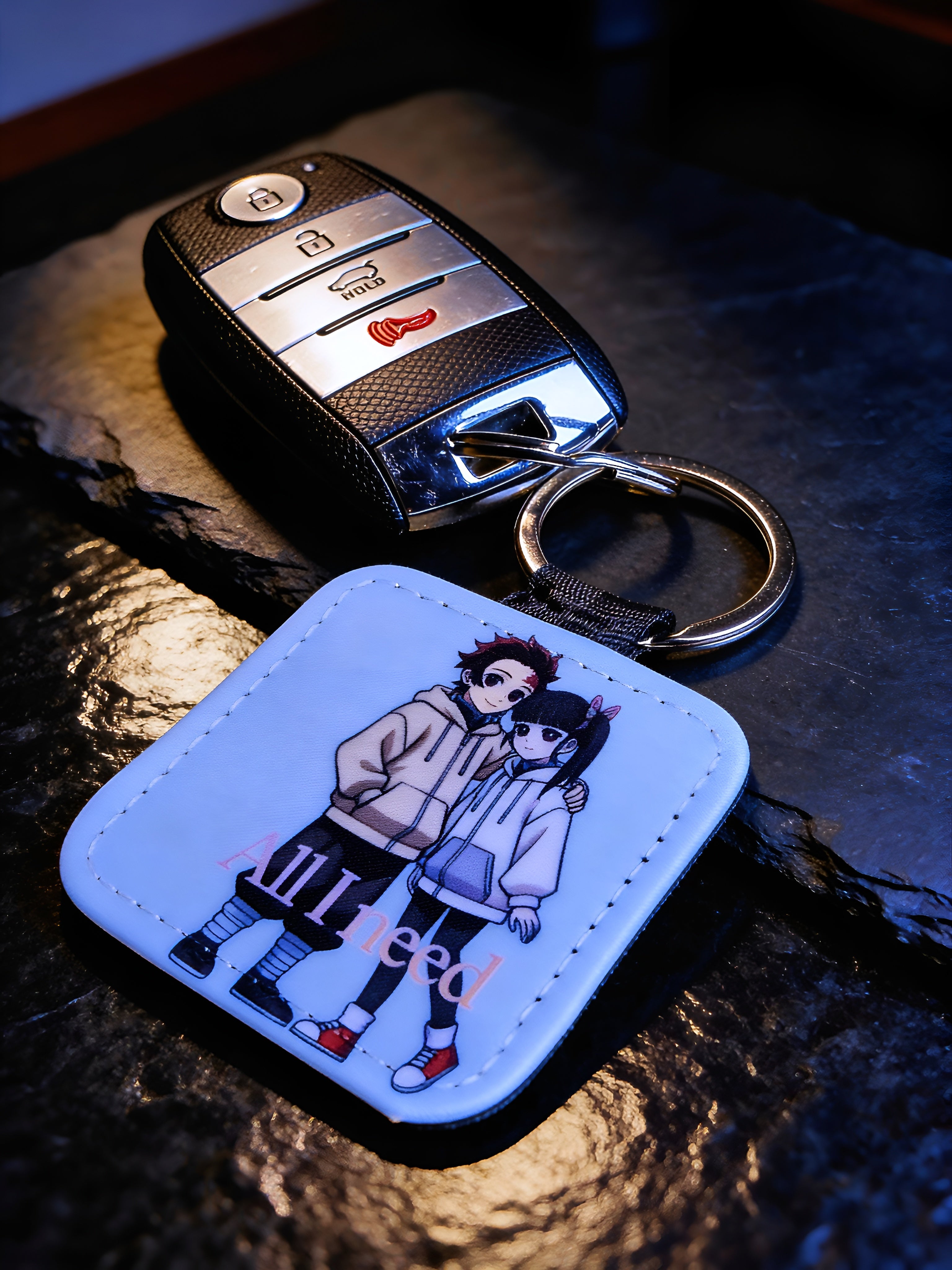 Anime Inspired Keychain – Tanjiro & Kanao Inspired “All I Need” Minimal Couple Design | MpressPrintz