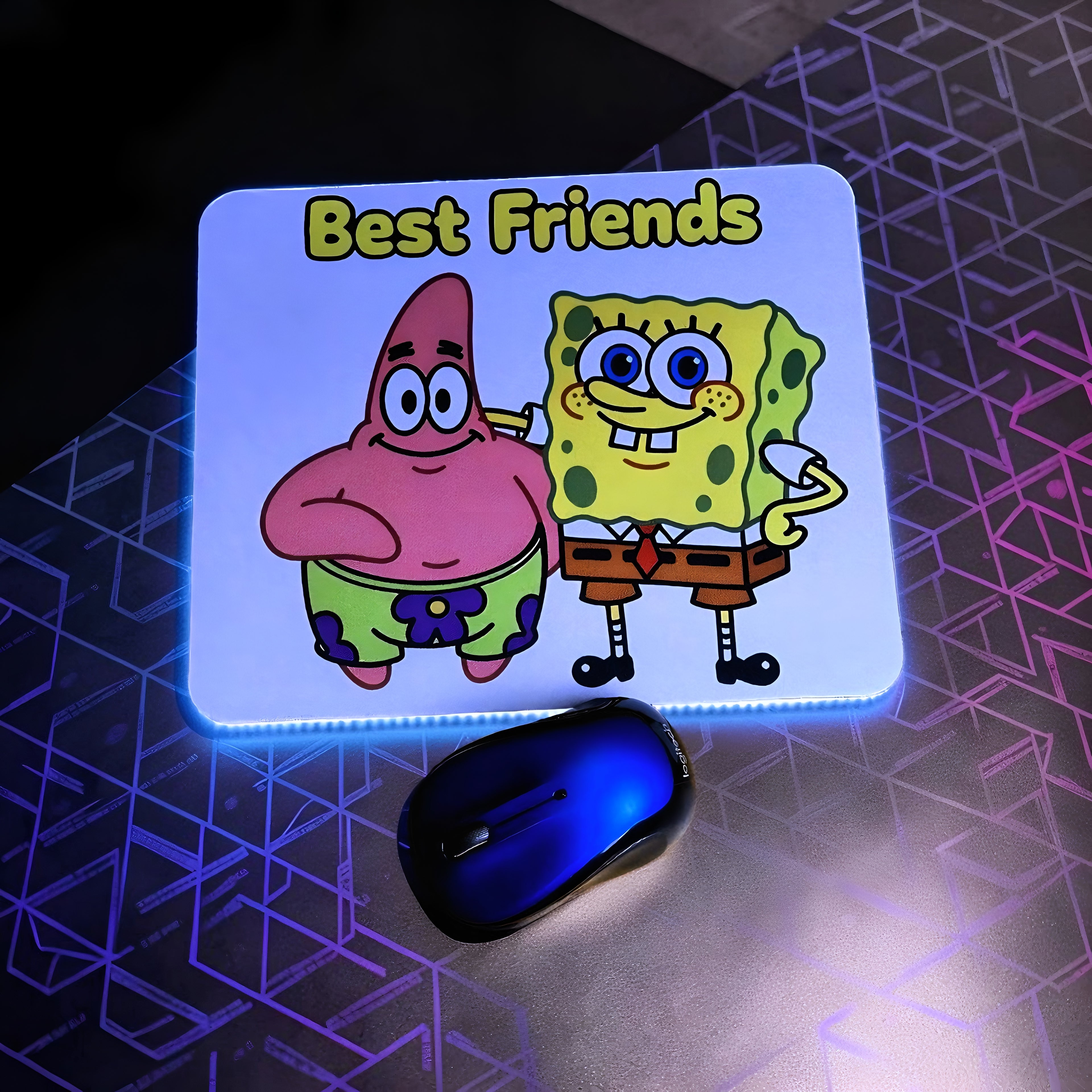 Cartoon Inspired Mousepad – SpongeBob & Patrick Inspired “Best Friends” Bright Duo Design | MpressPrintz