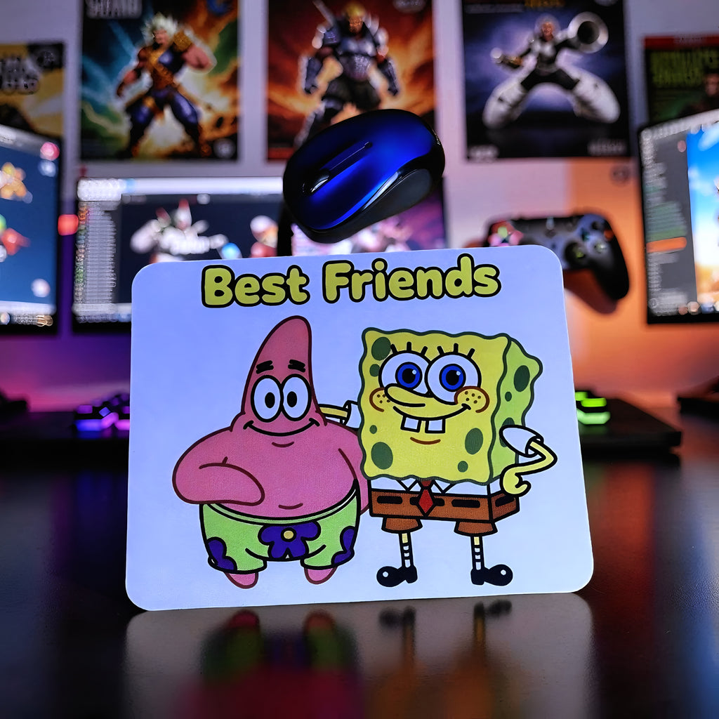 Cartoon Inspired Mousepad – SpongeBob & Patrick Inspired “Best Friends” Bright Duo Design | MpressPrintz