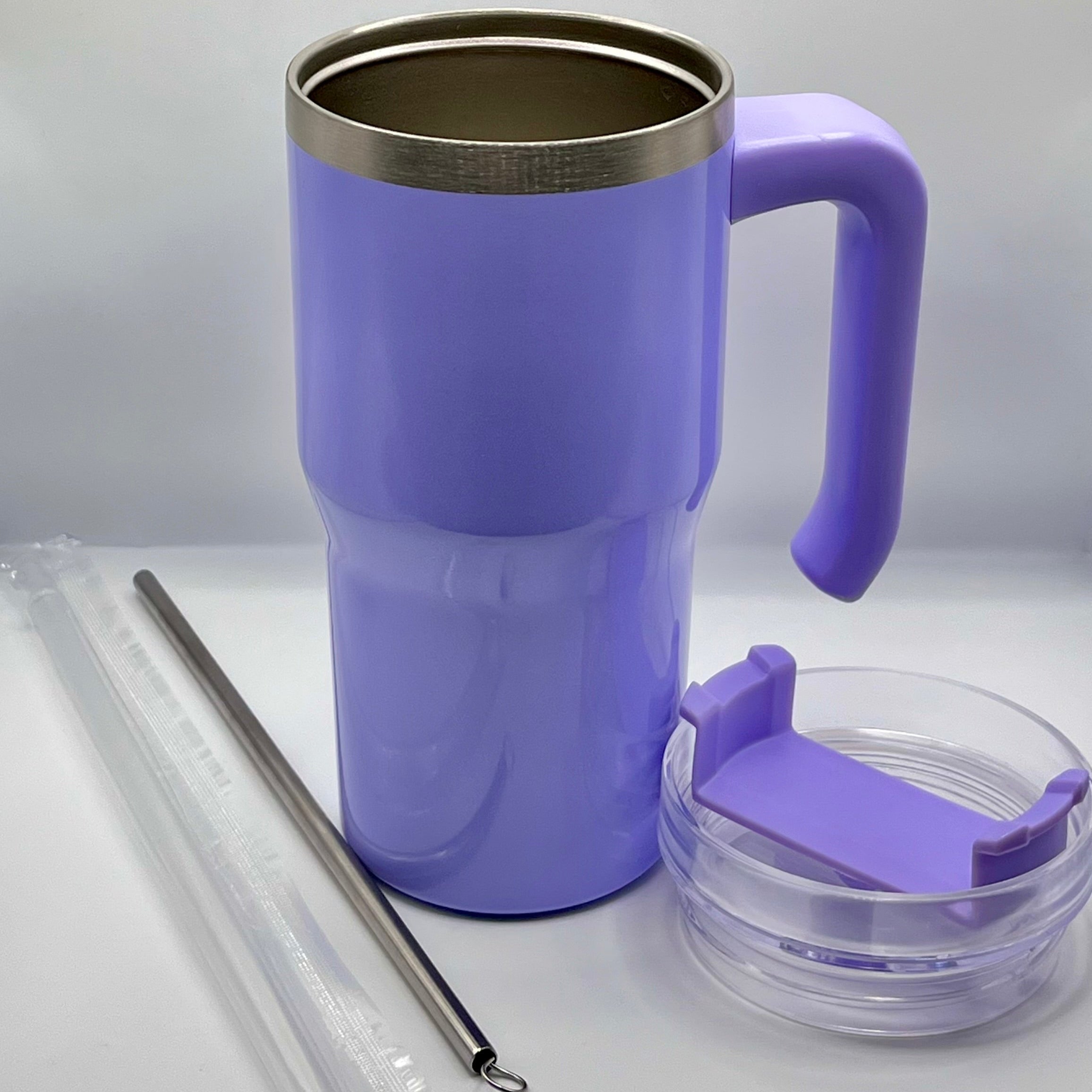 20oz coffee tumbler mug with screw on lid and straw