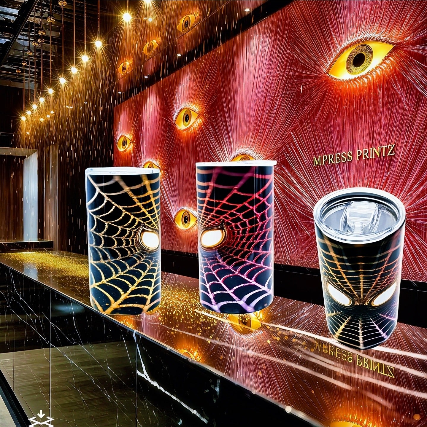 12oz Pink and gold mask tumbler