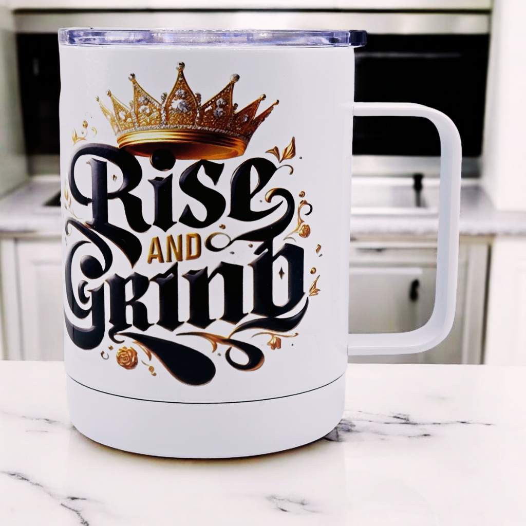 His & Hers "Rise and Grind" 12 oz coffee mug pair set