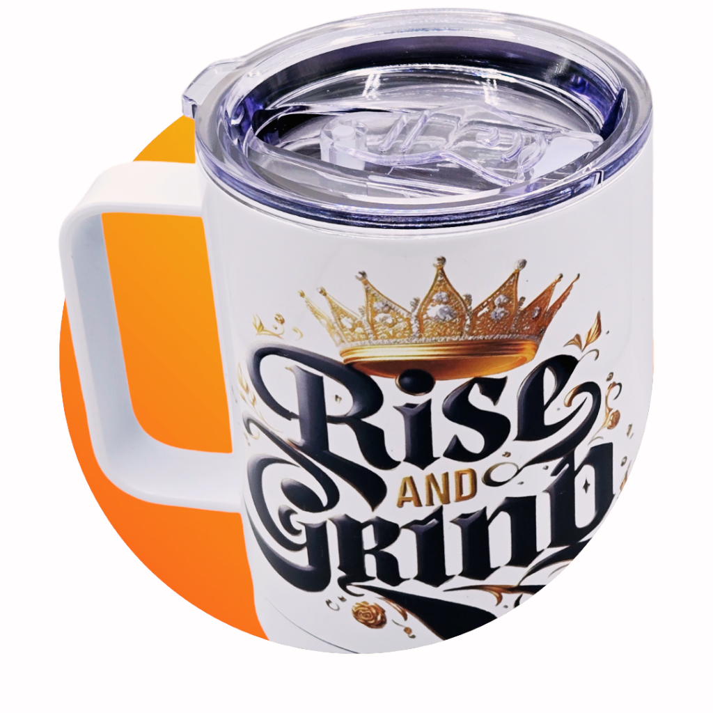 "Rise and Grind" 12 oz coffee mug