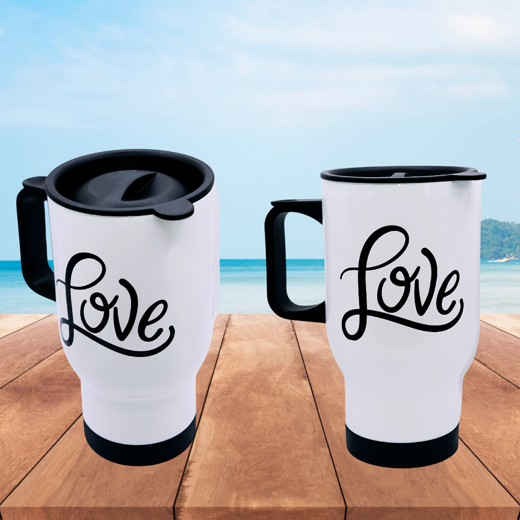 "Love" 17 oz coffee travel mug tumbler