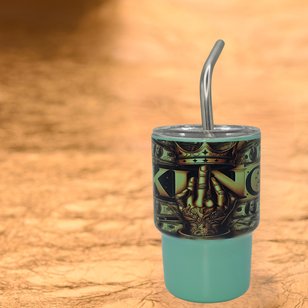 Crown Finger 3oz mini tumbler shot glass with straw and lid, cute shot glass for wedding, party whiskey cocktail bar