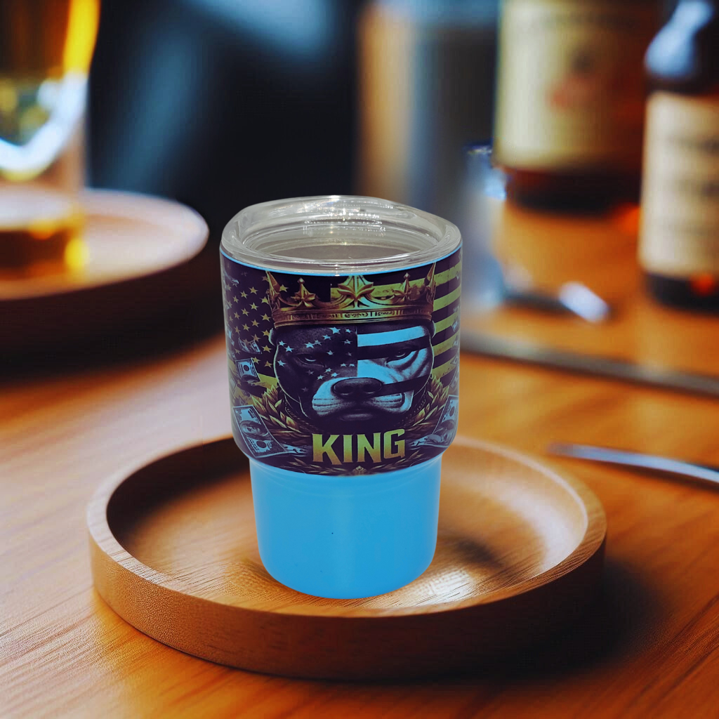 America Pitbull 3 oz mini tumbler shot glass with straw and lid, cute shot glass for wedding, party whiskey cocktail bar