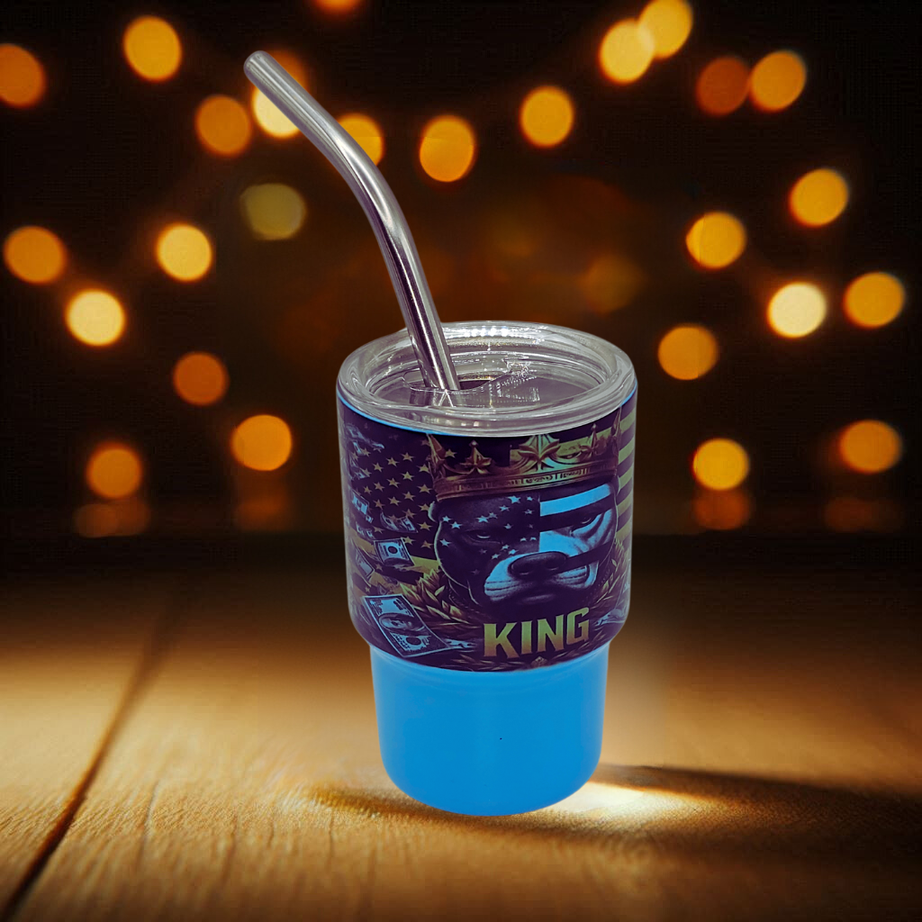 America Pitbull 3 oz mini tumbler shot glass with straw and lid, cute shot glass for wedding, party whiskey cocktail bar