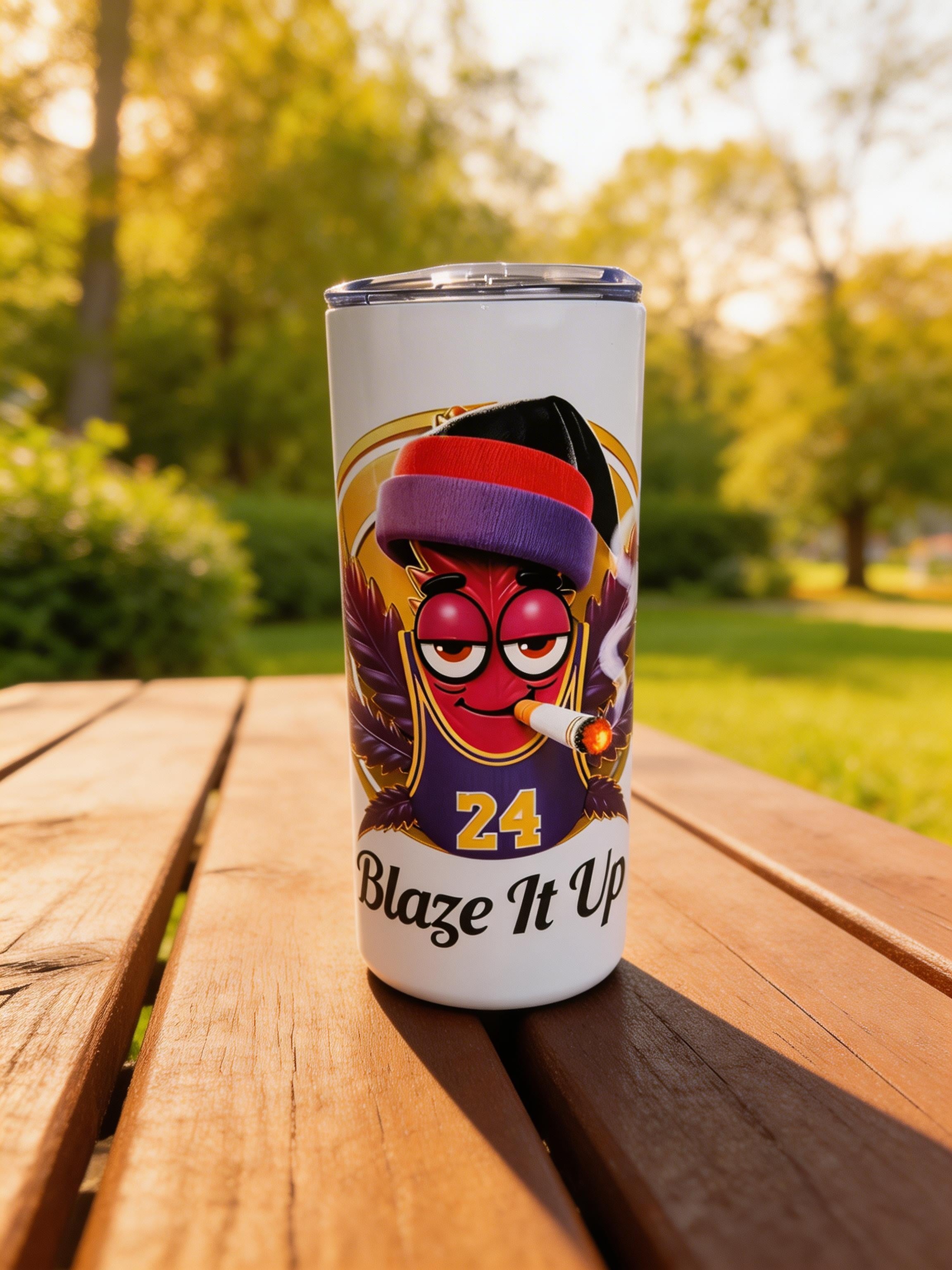 Blaze It Up “24” Wings Edition 20oz Straight Skinny Stainless Steel Tumbler – Metal Straw Included
