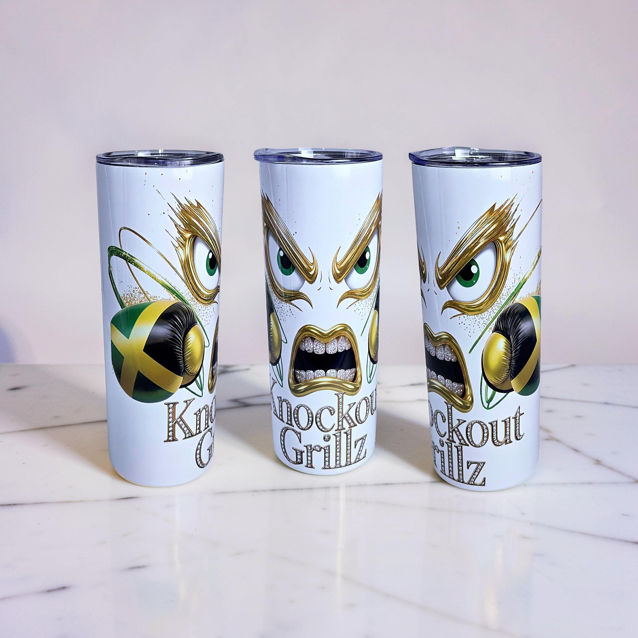 Knockout Grillz – Jamaican Flag Edition 20oz Skinny Tumbler | Boxing Crown Series |