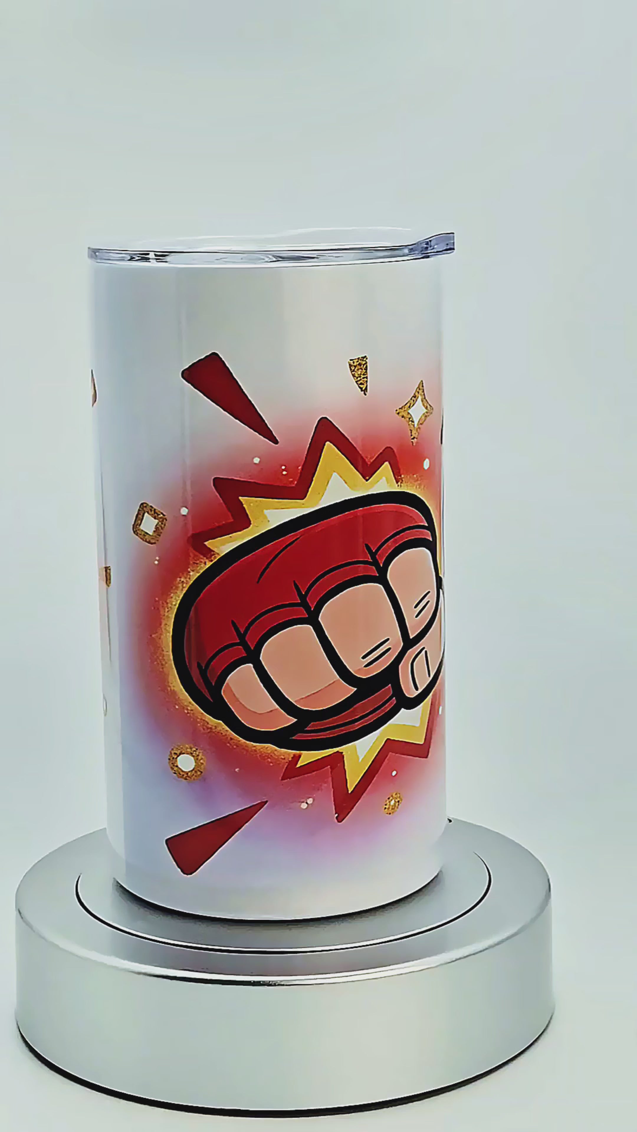 12oz Comic punch (red gloves) tumbler