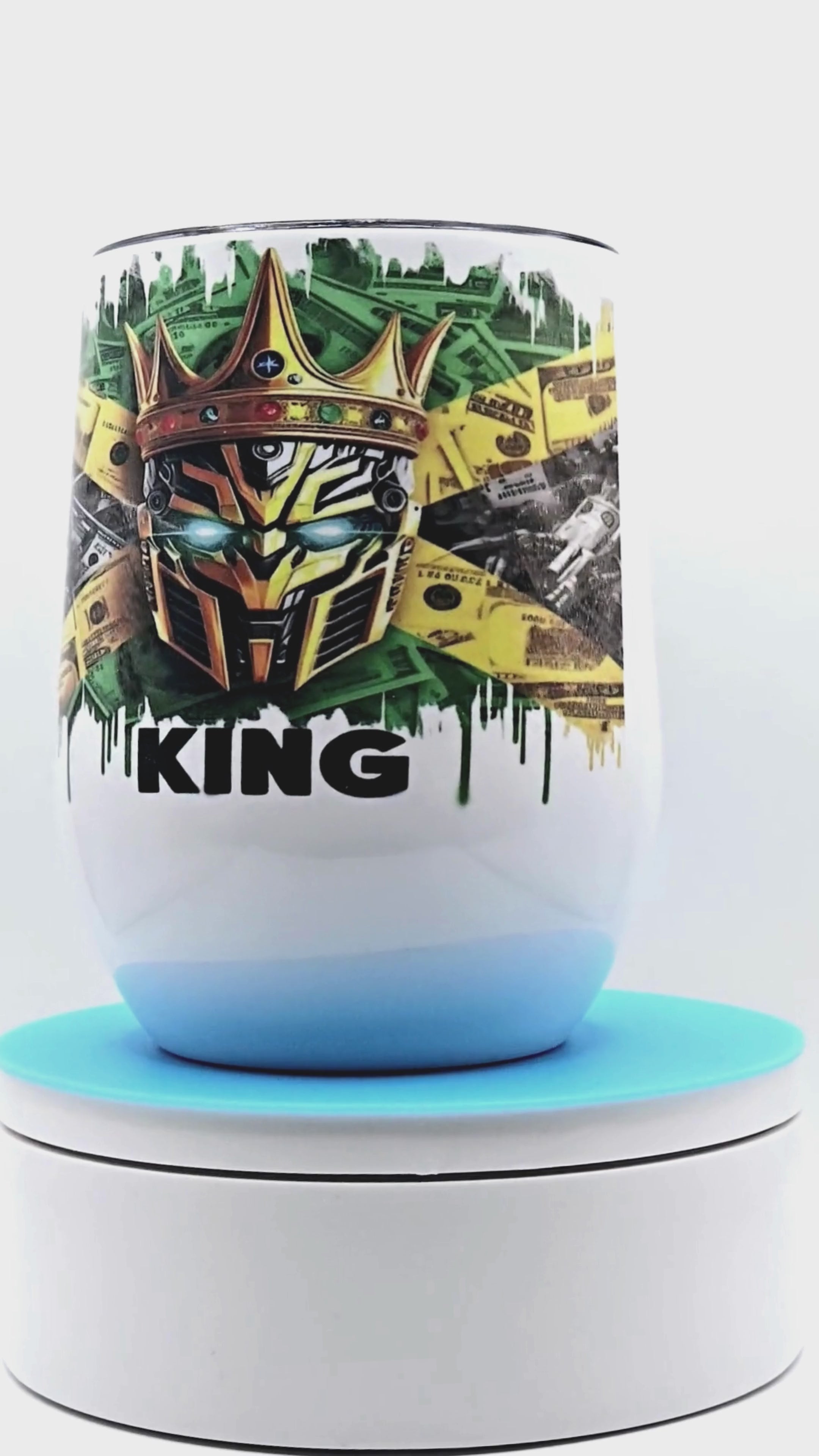 Optimus Prime 12 0z Wine Tumbler with Jamaican Flag background ' Stainless Steel Cup with Lid, Metal Straw, & Brush