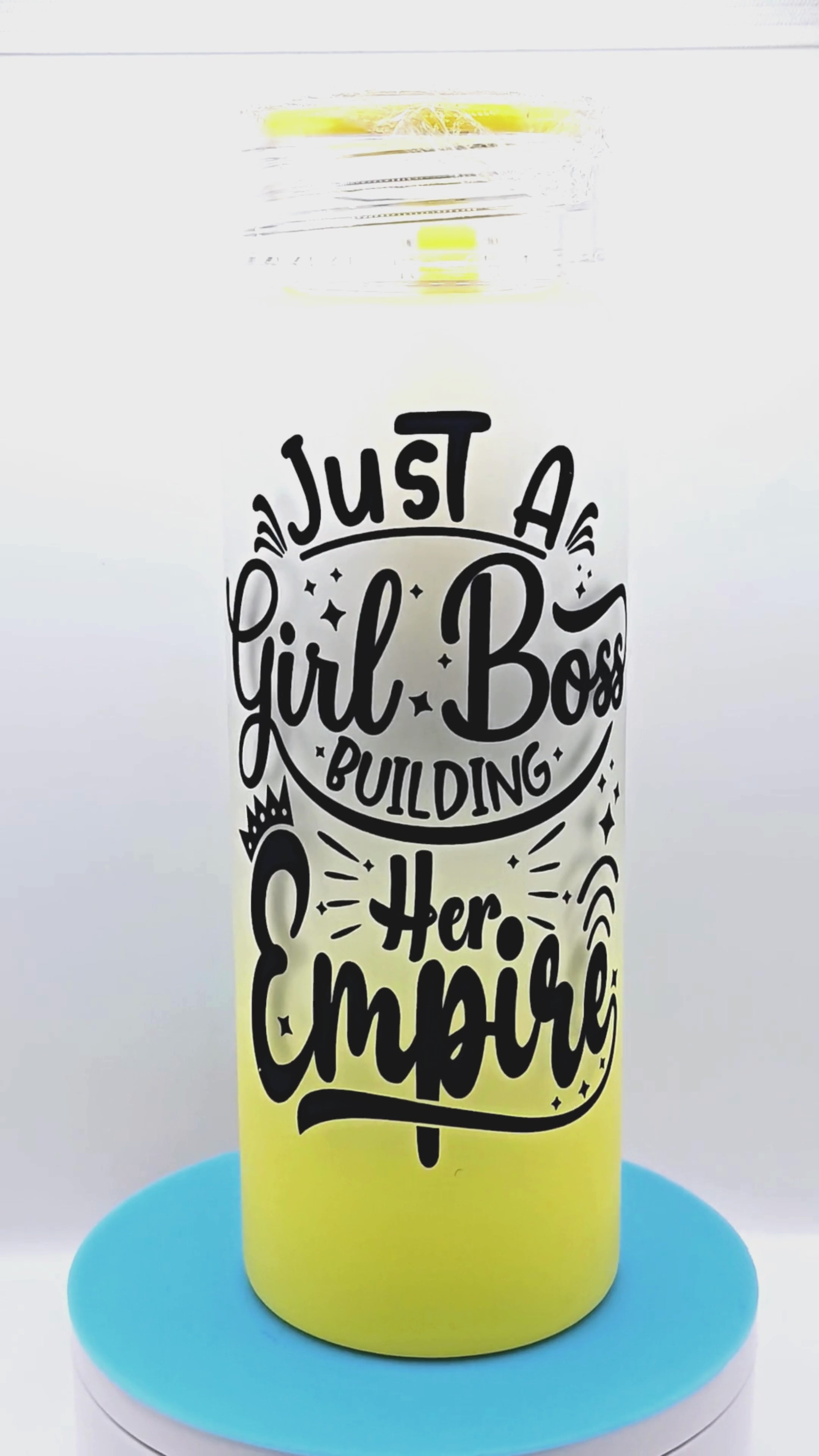 "Just a girl boss building her Empire" Combo pack /16oz Glass water bottle, glasses and 1 pair of eye lashes