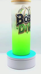 Boss Diva 25 oz cute and colorful glass tumbler with lid and straw