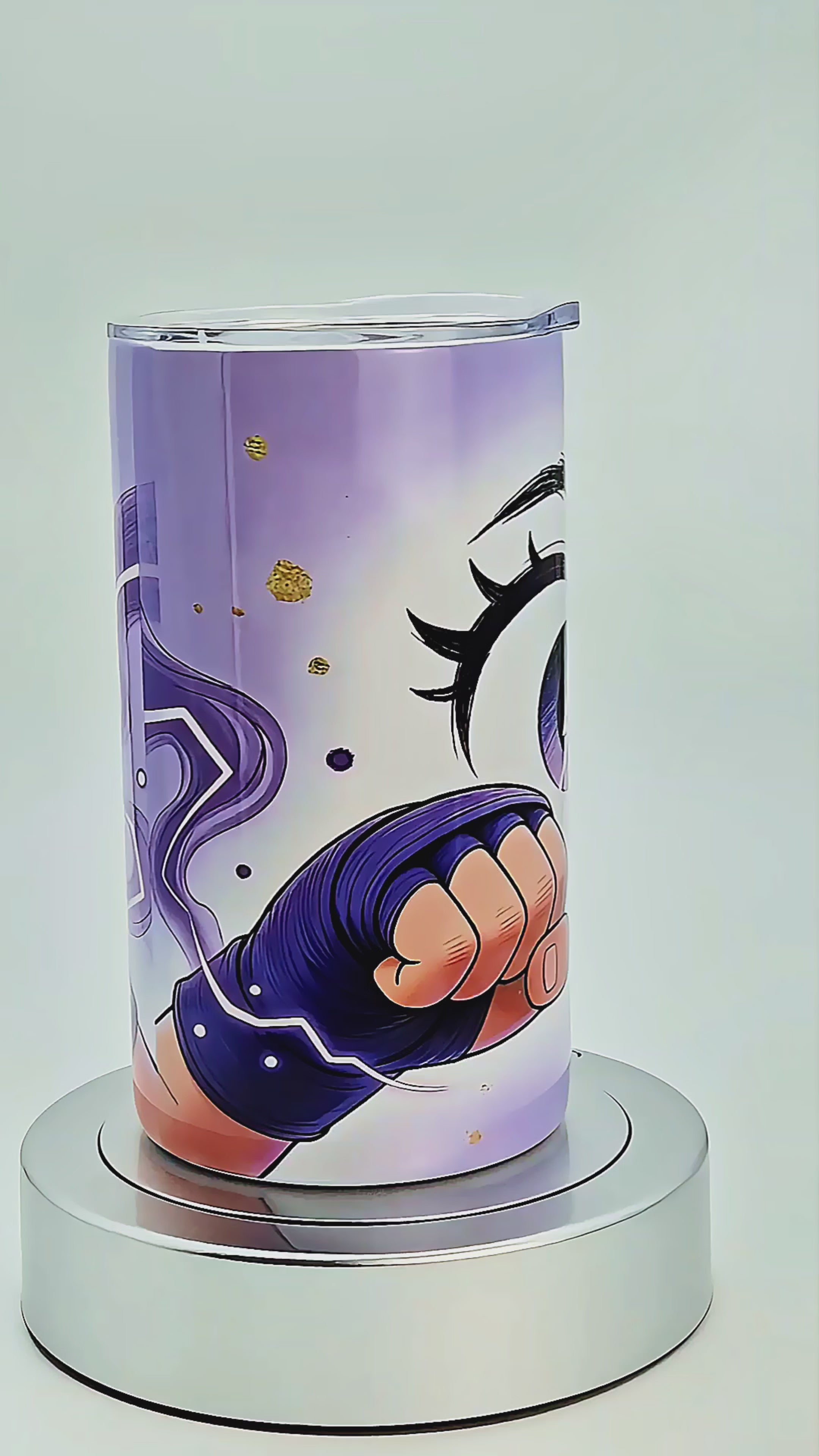 12oz Comic punch (purple gloves) tumbler
