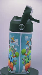 12oz kids water bottle tumbler with strap handle and straw