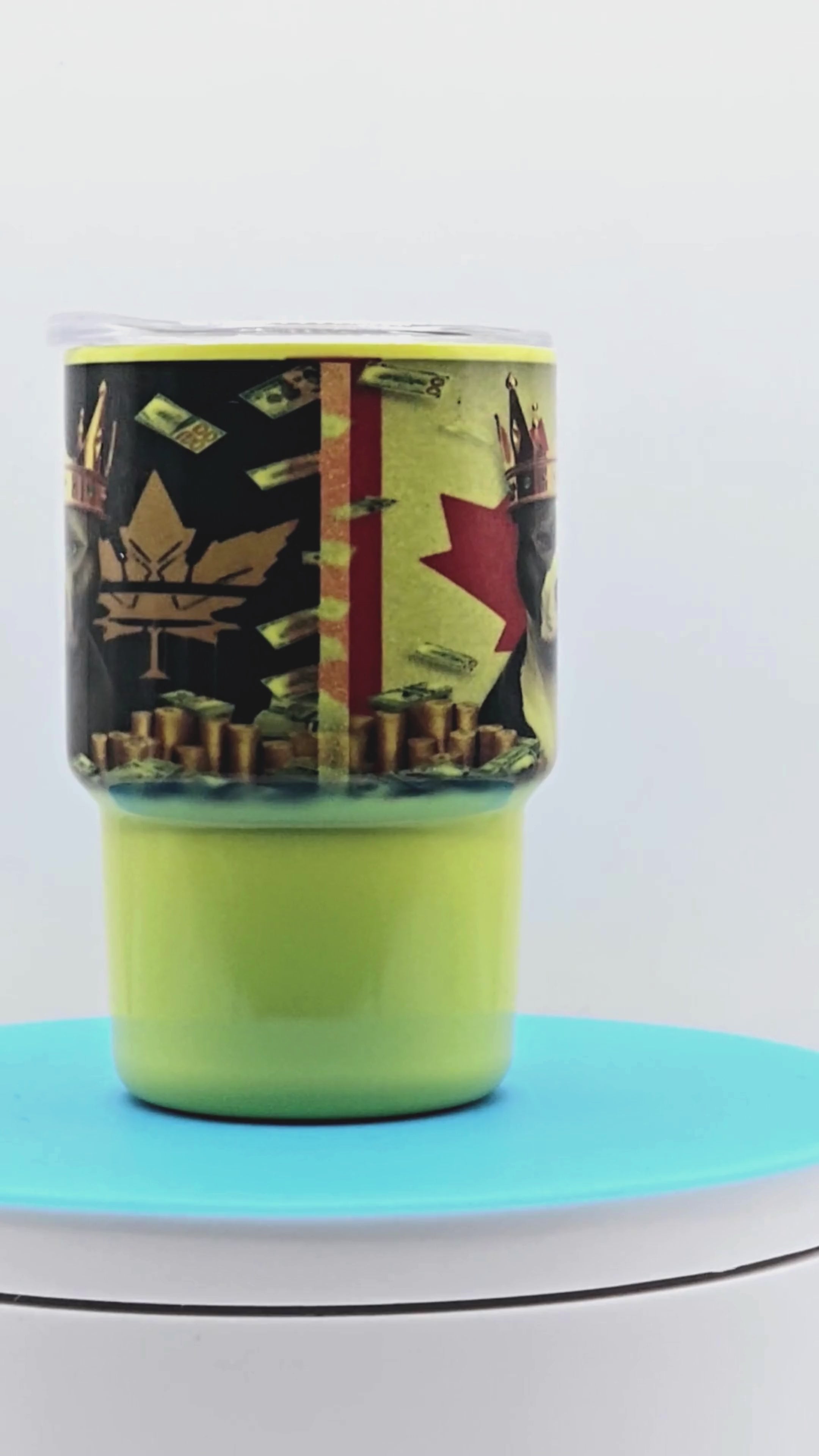 Canada Pitbull 3 oz mini tumbler shot glass with straw and lid, cute shot glass for wedding, party whiskey cocktail bar