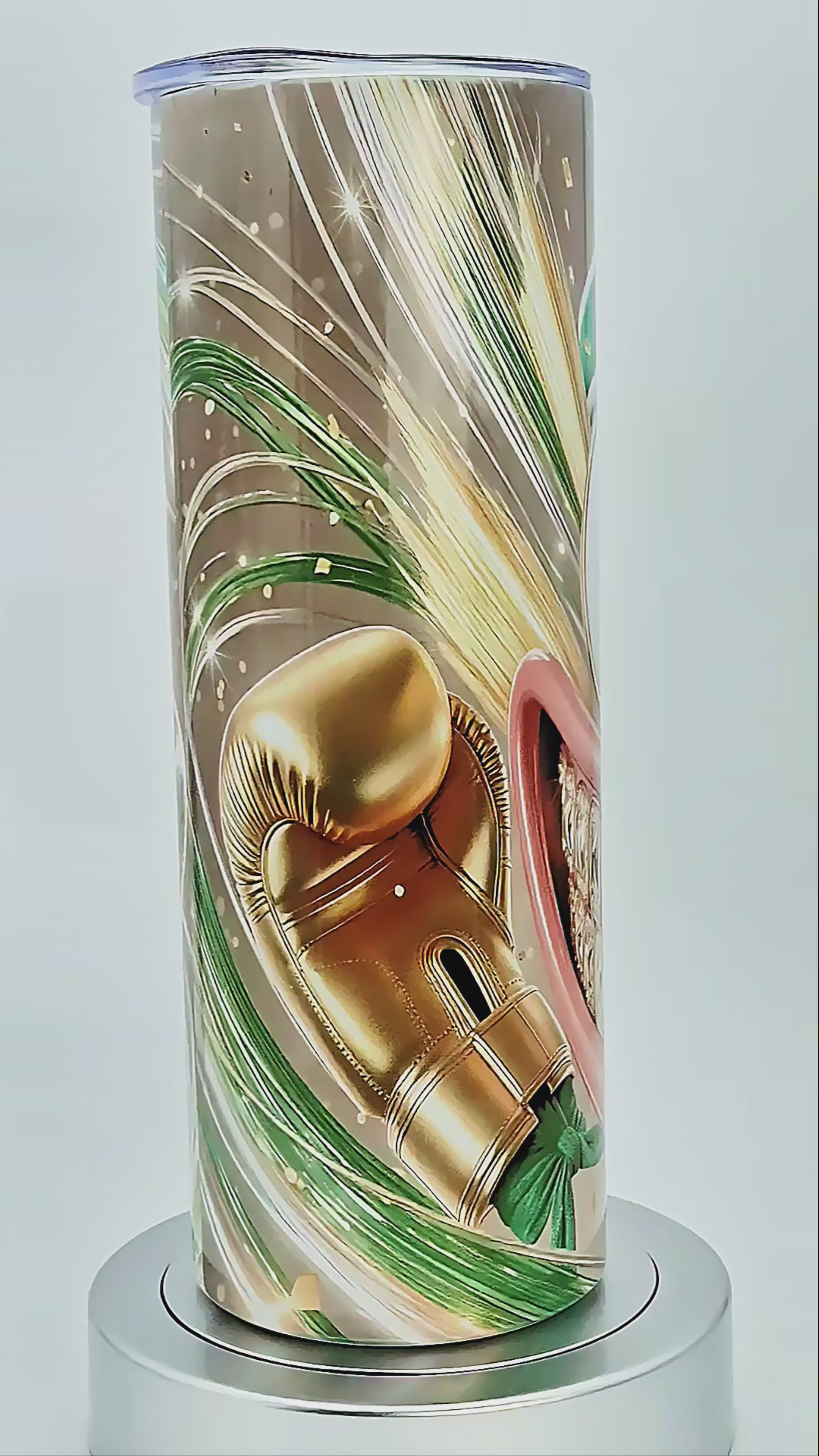20oz #34 green grin fighter tumbler