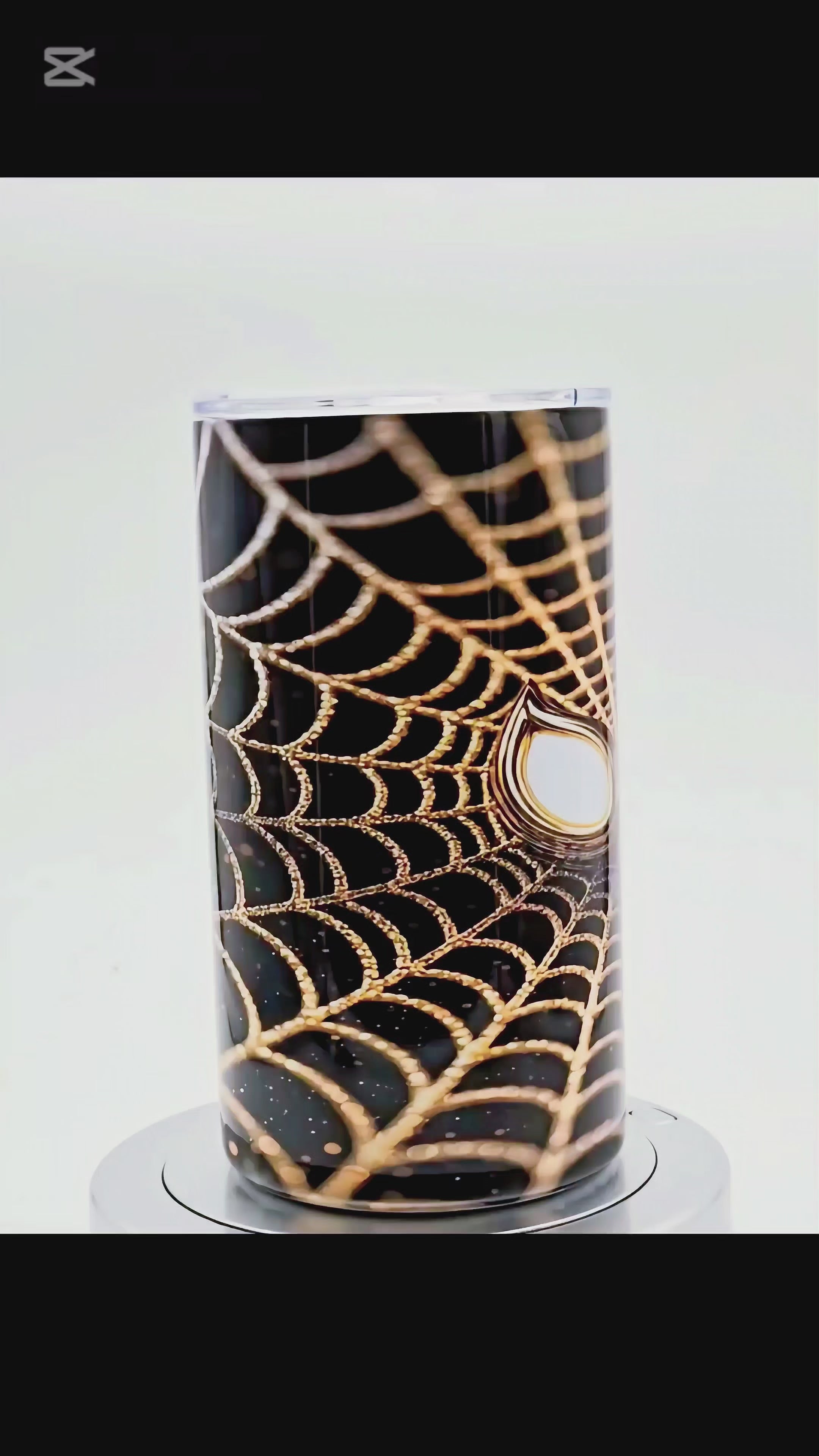 12oz Pink and gold mask tumbler