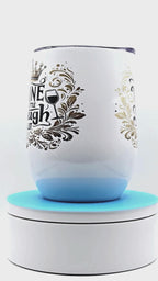 "Wine a Little Laugh a lot" 12 0z Wine Tumbler Stainless Steel Cup with Lid, Metal Straw, & Brush