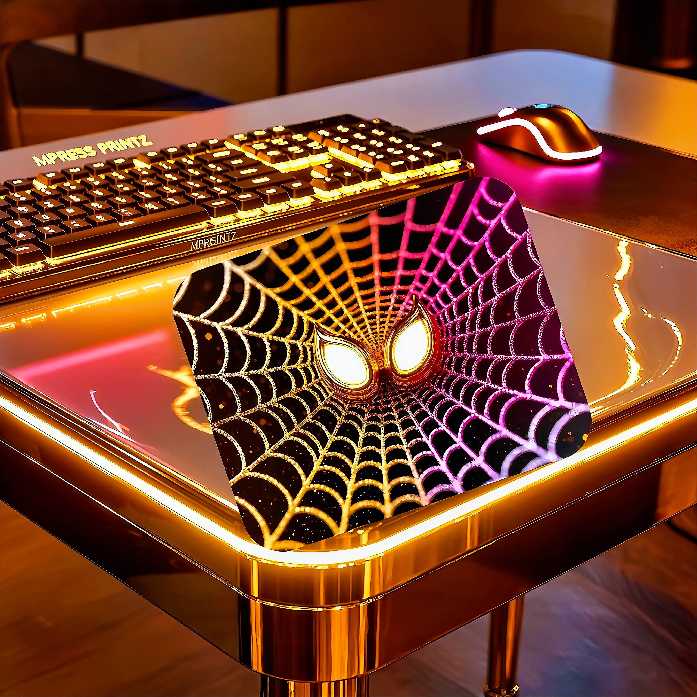 Pink & Gold masked web mousepad