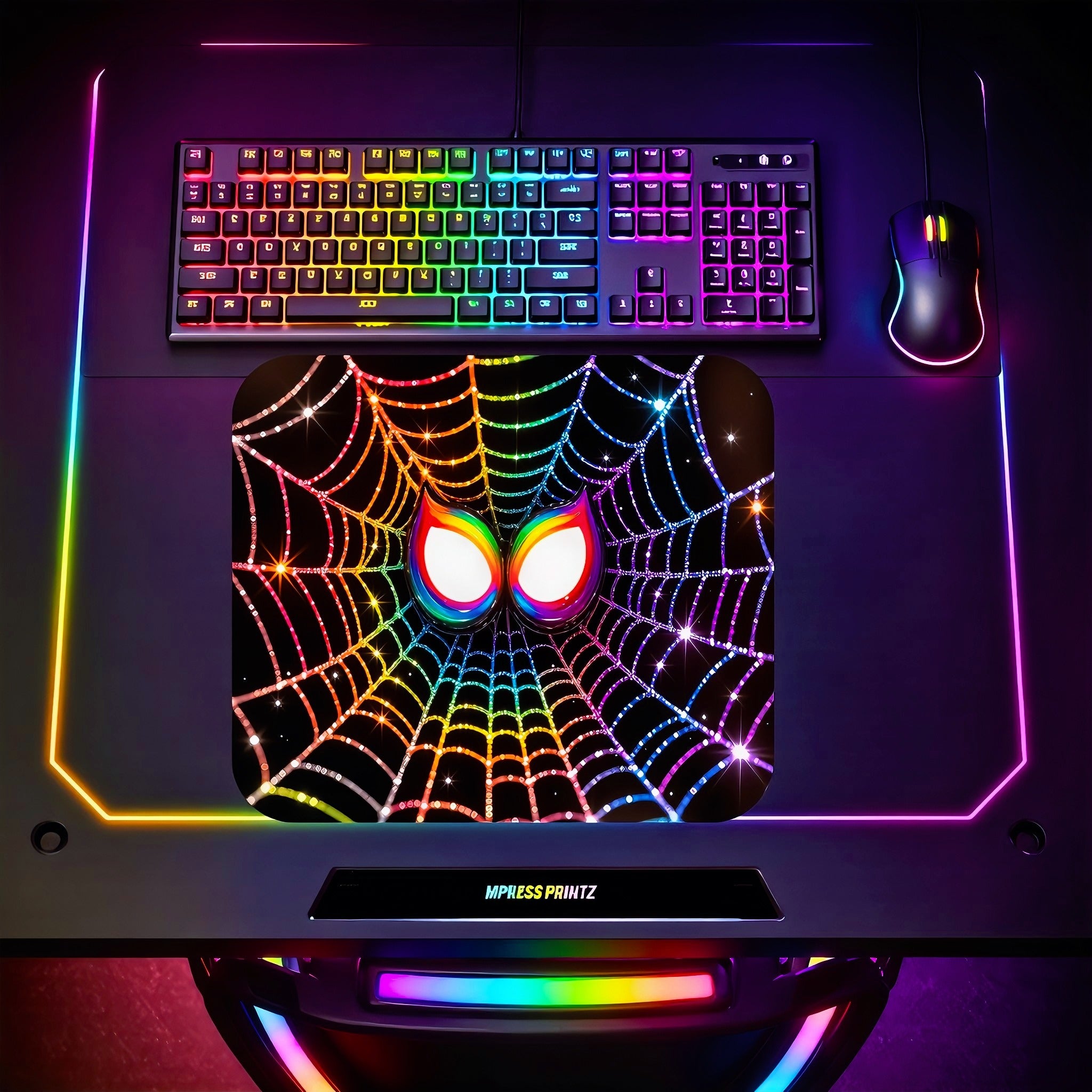 Rainbow masked web mousepad
