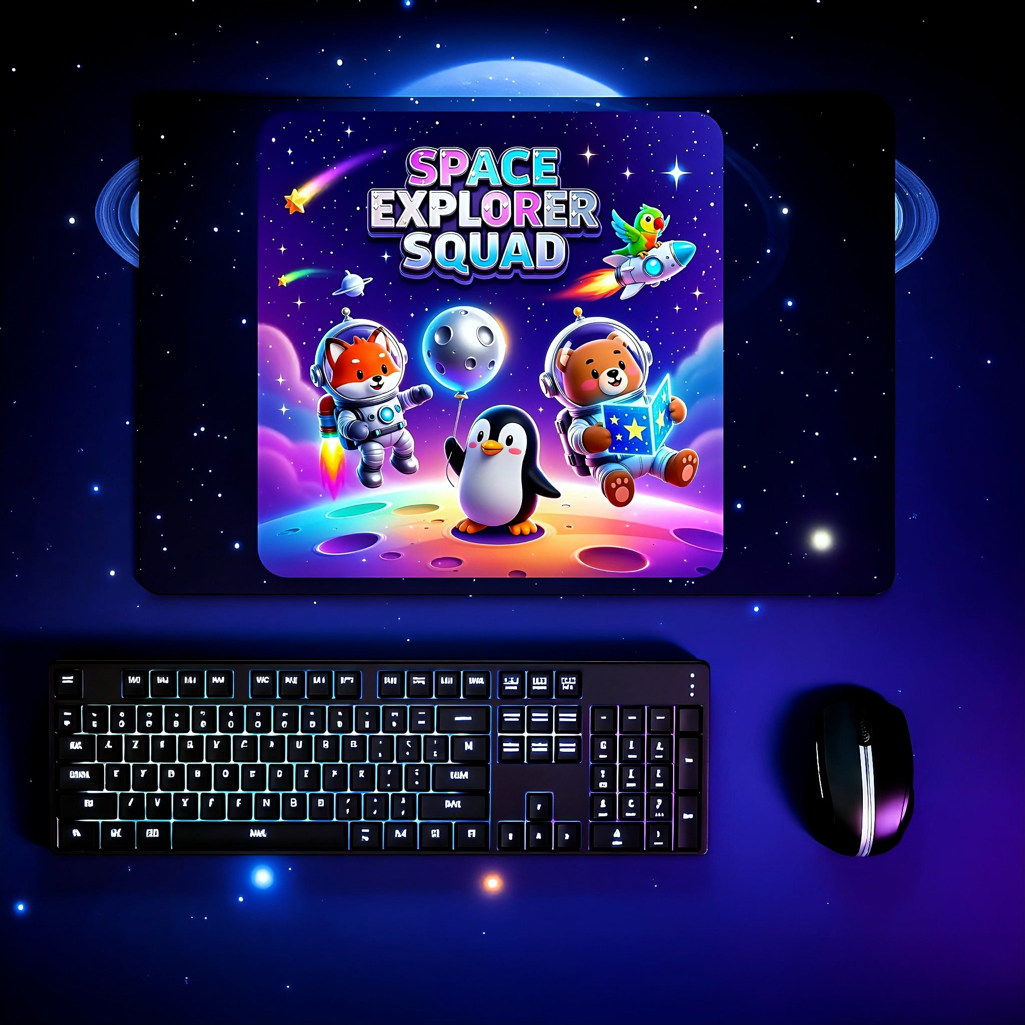 Space Explorer Squad mousepad (with writing)