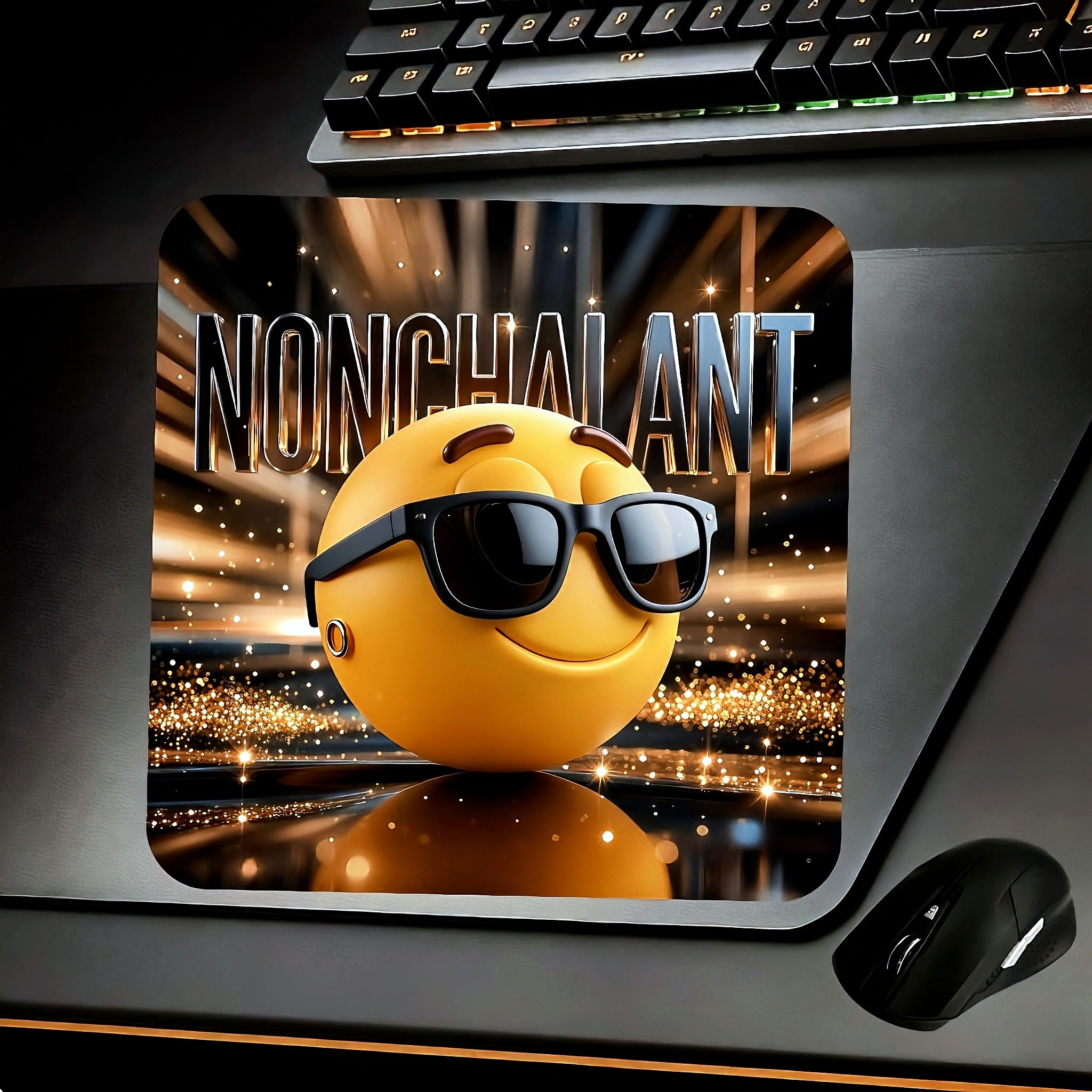 Nonchalant emoji mousepad