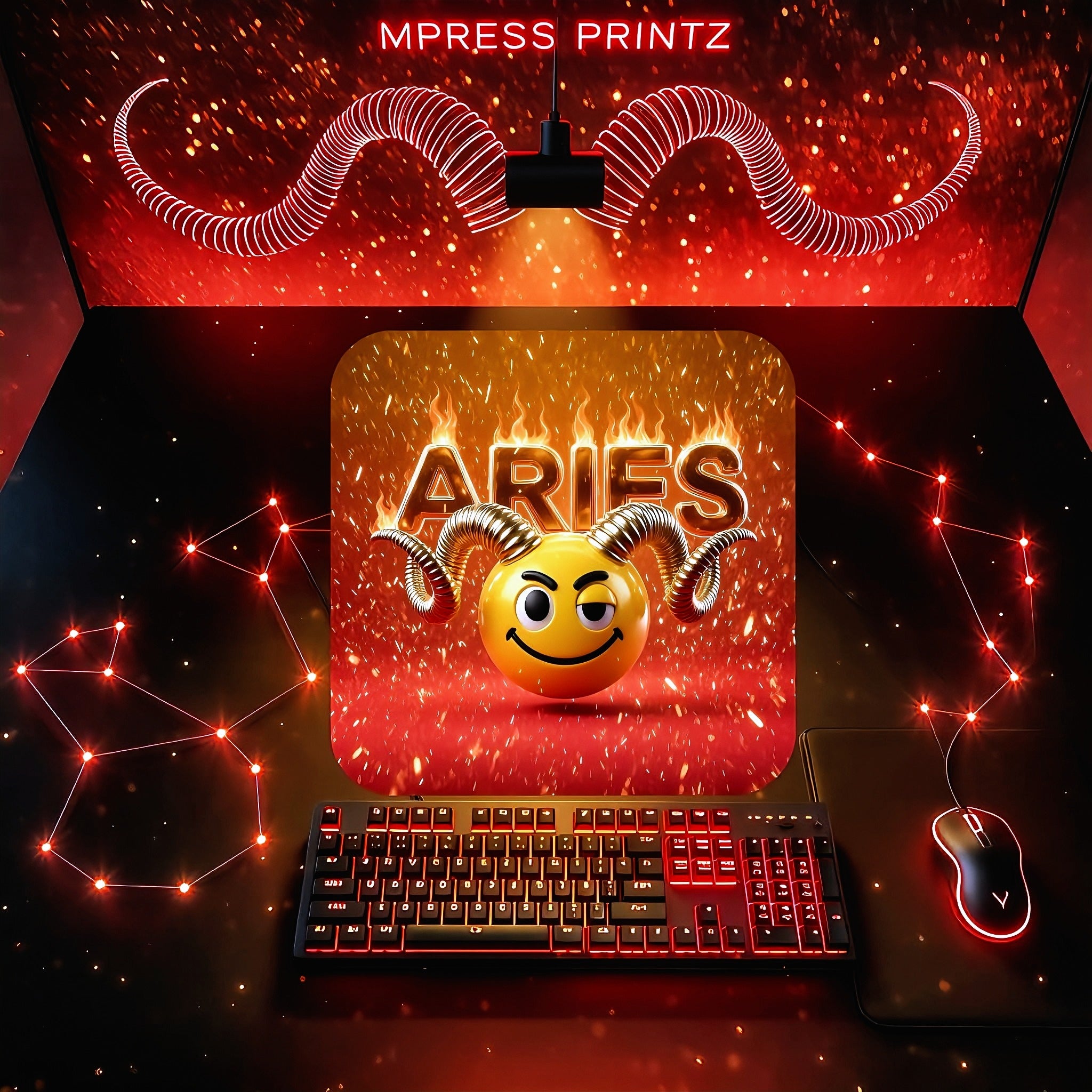 Aries emoji mousepad