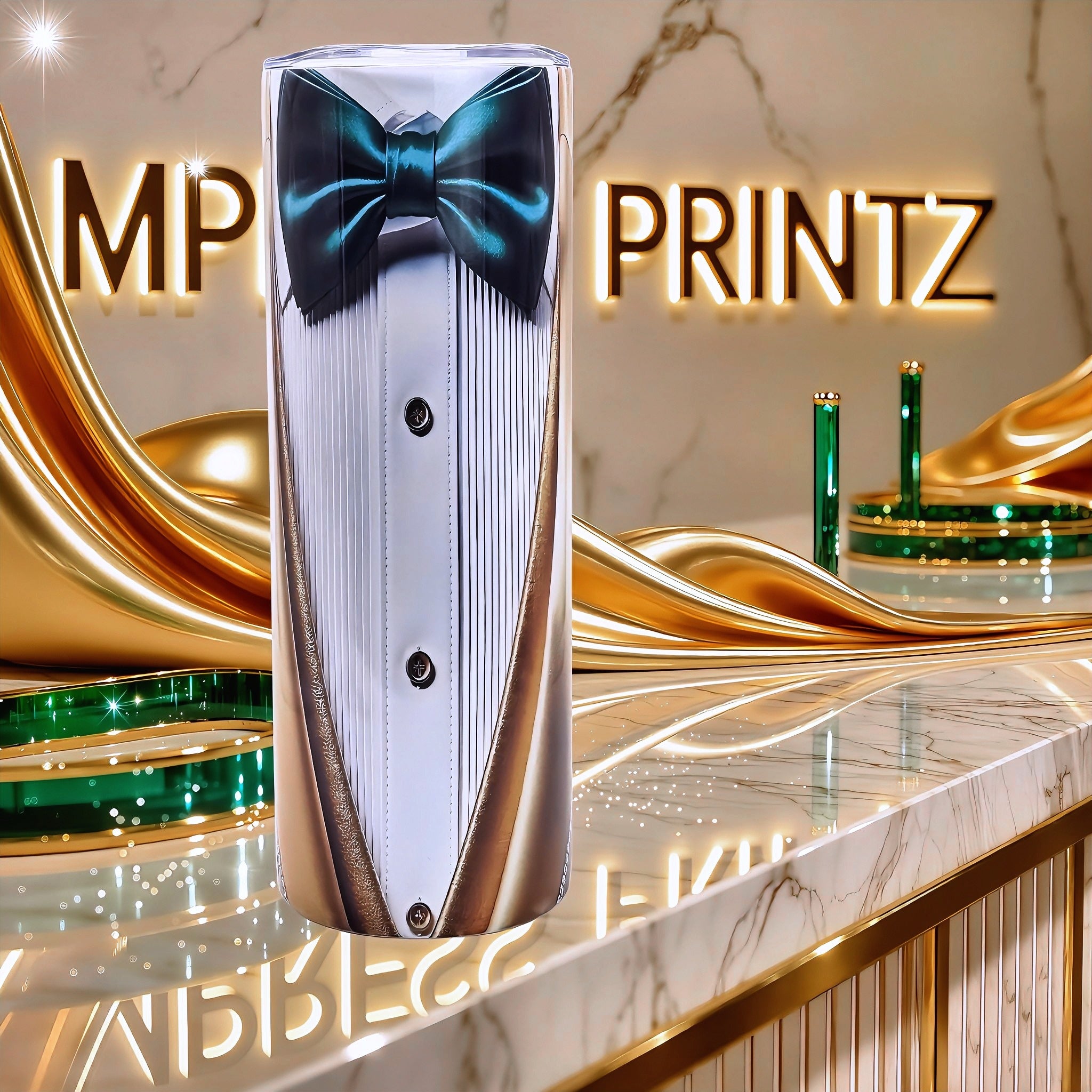 20oz Golden executive tuxedo tumbler