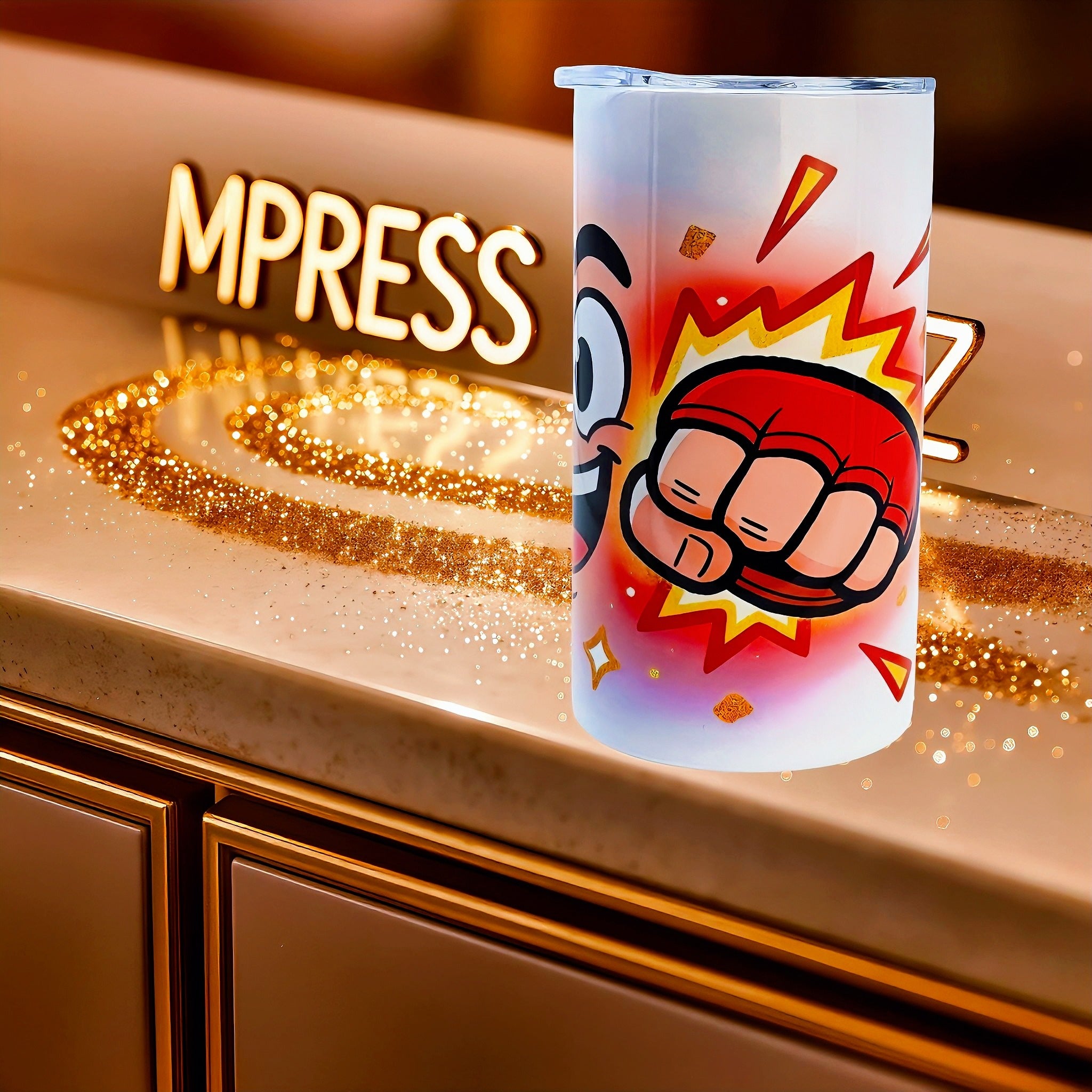 12oz Comic punch (red gloves) tumbler