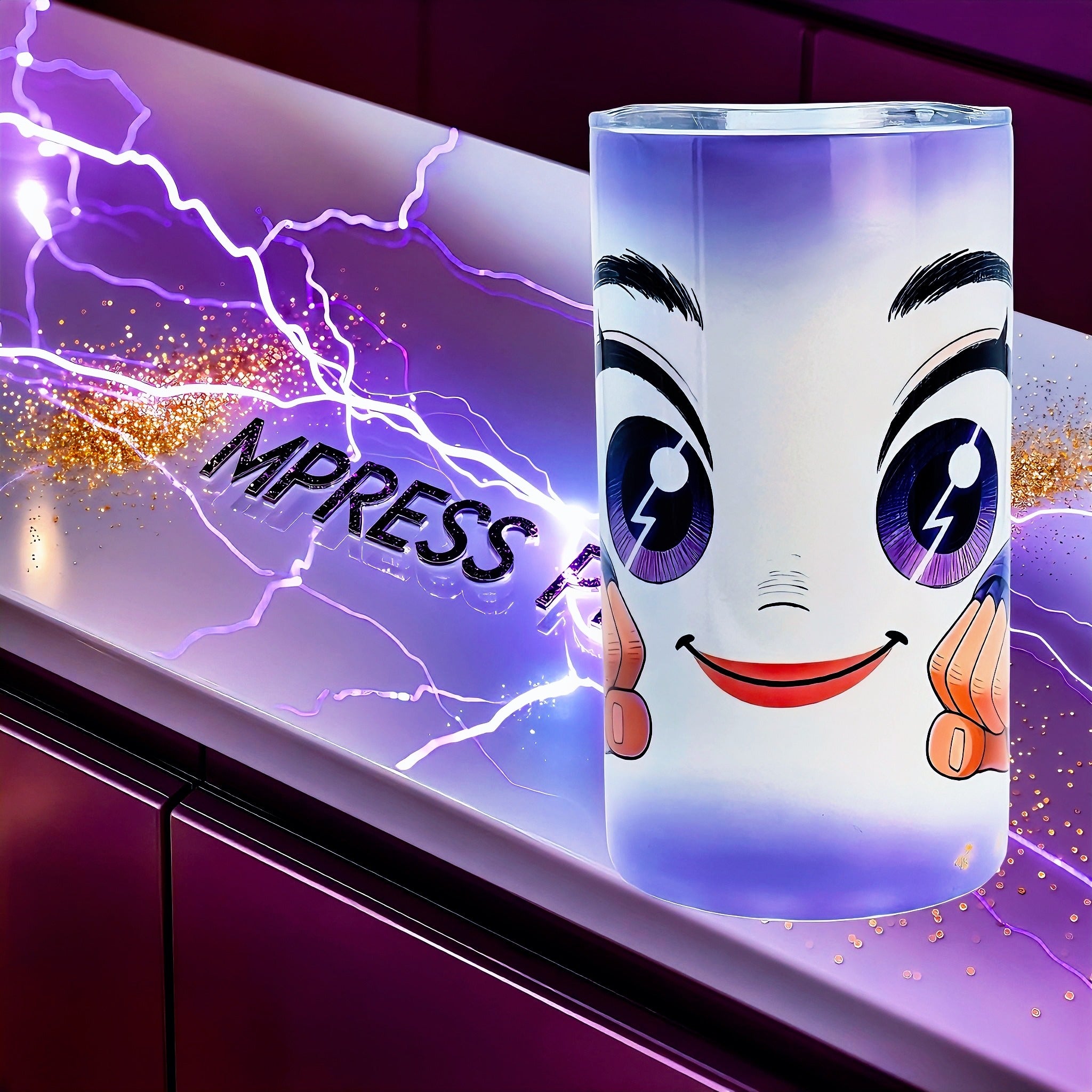 12oz Comic punch (purple gloves) tumbler